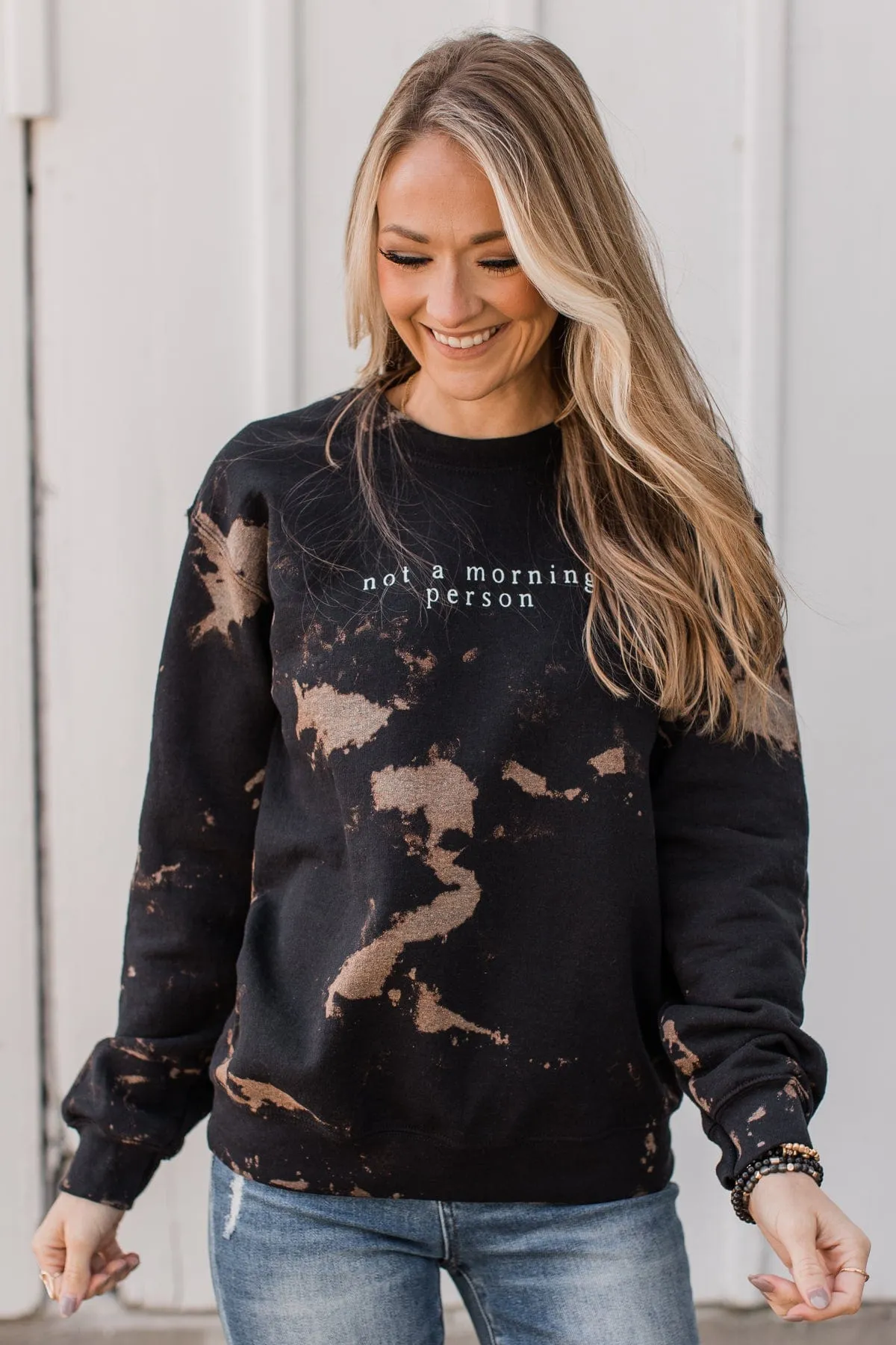 "Not A Morning Person" Crew Neck- Black