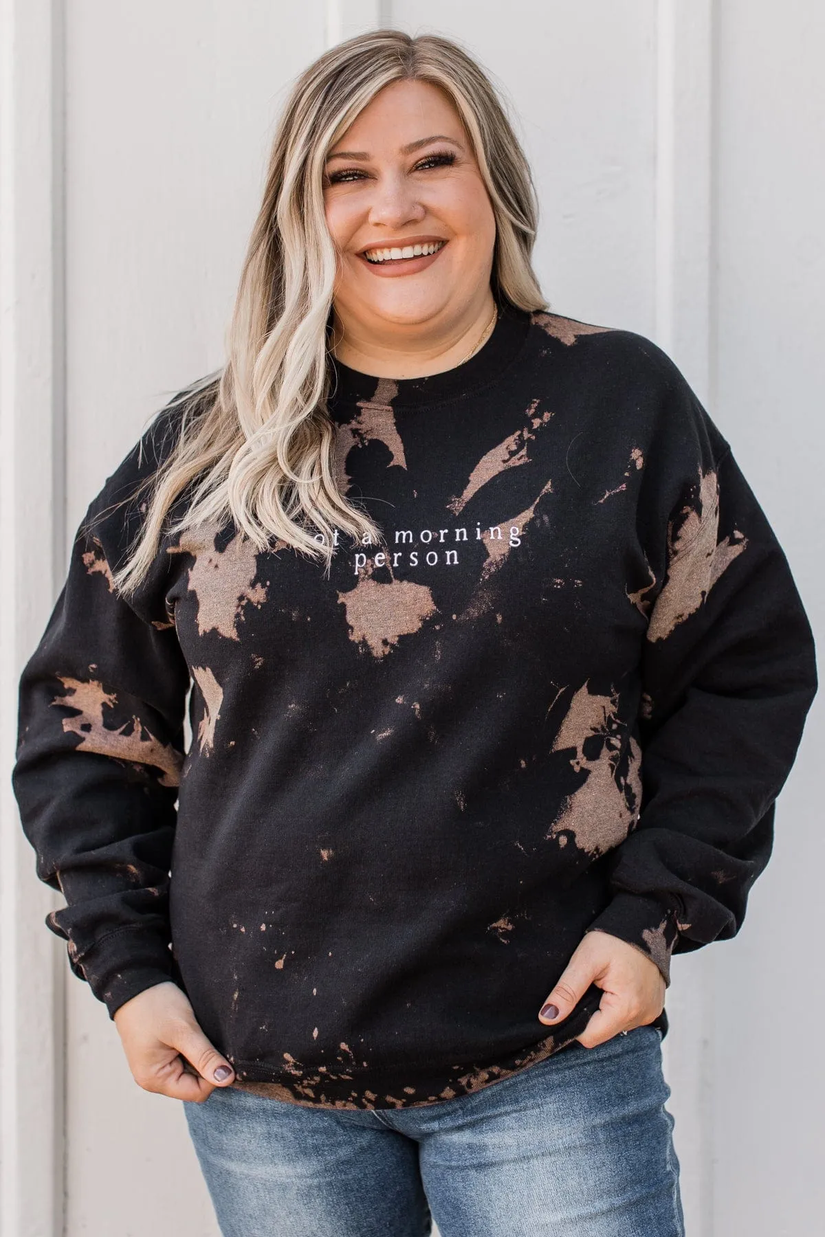 "Not A Morning Person" Crew Neck- Black