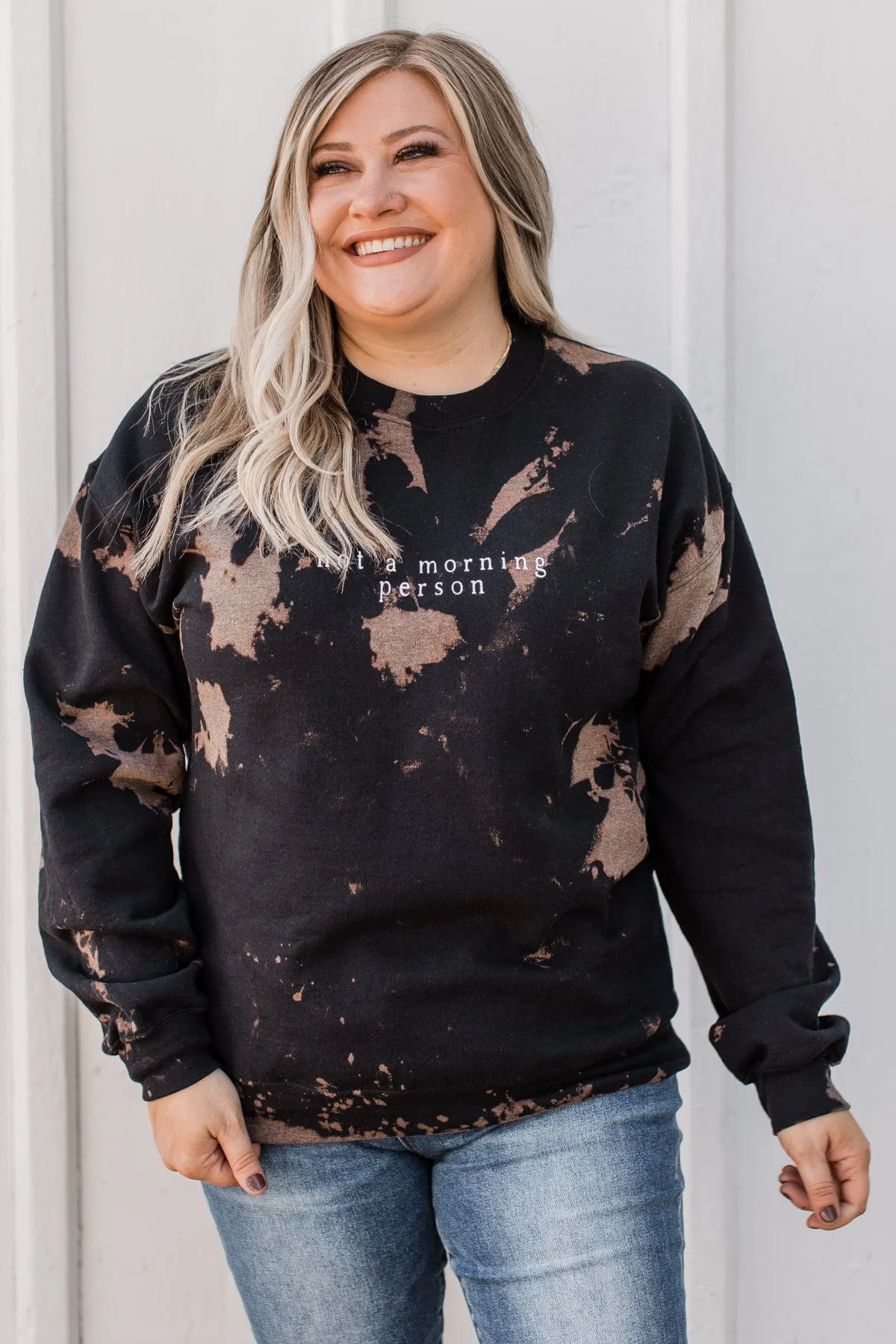 "Not A Morning Person" Crew Neck- Black
