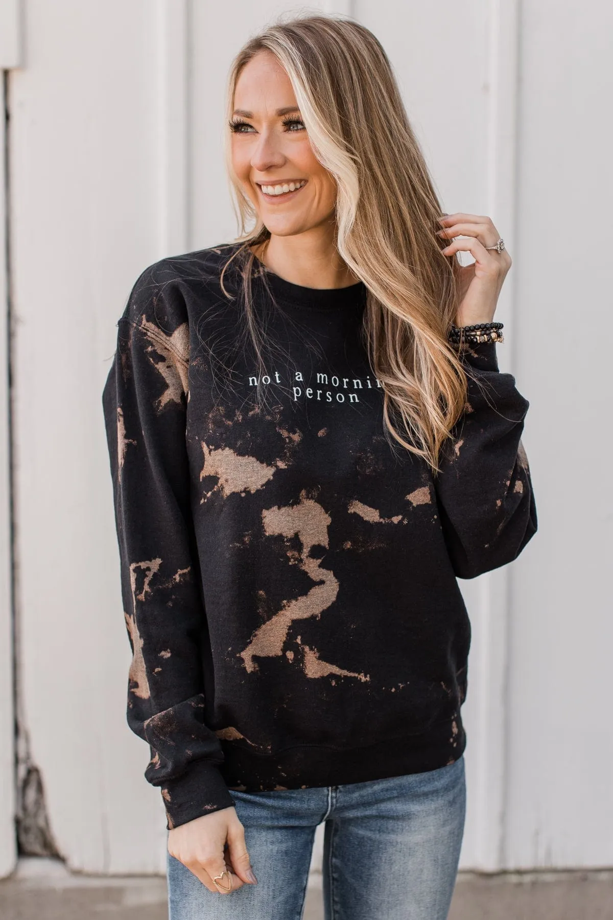 "Not A Morning Person" Crew Neck- Black