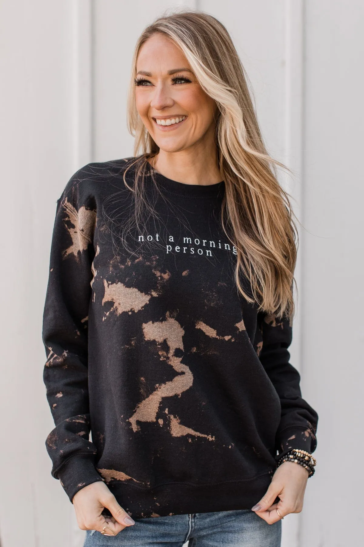 "Not A Morning Person" Crew Neck- Black