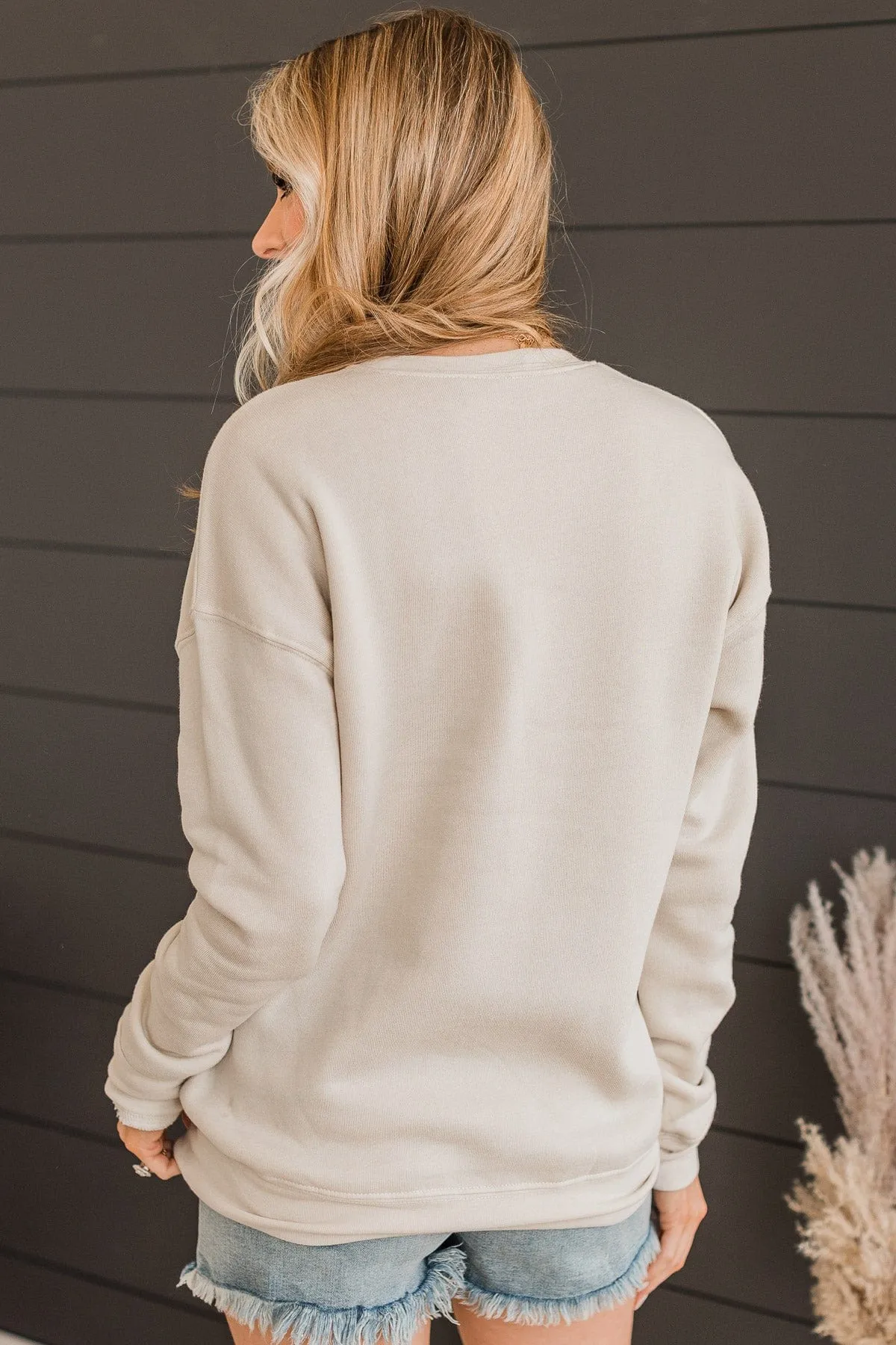 "USA" Crew Neck Pullover- Beige