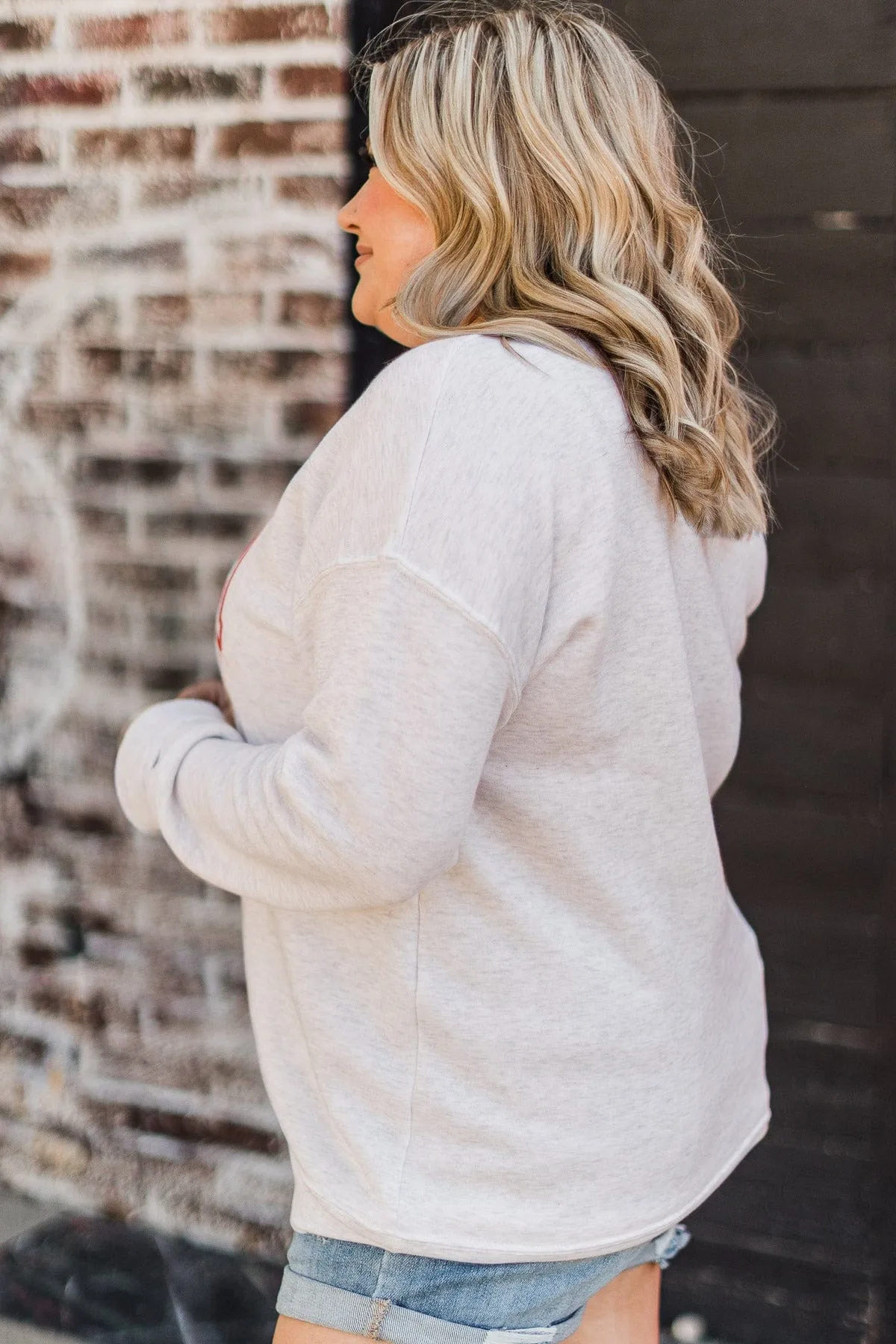"USA" Crew Neck Pullover- Light Heather Grey