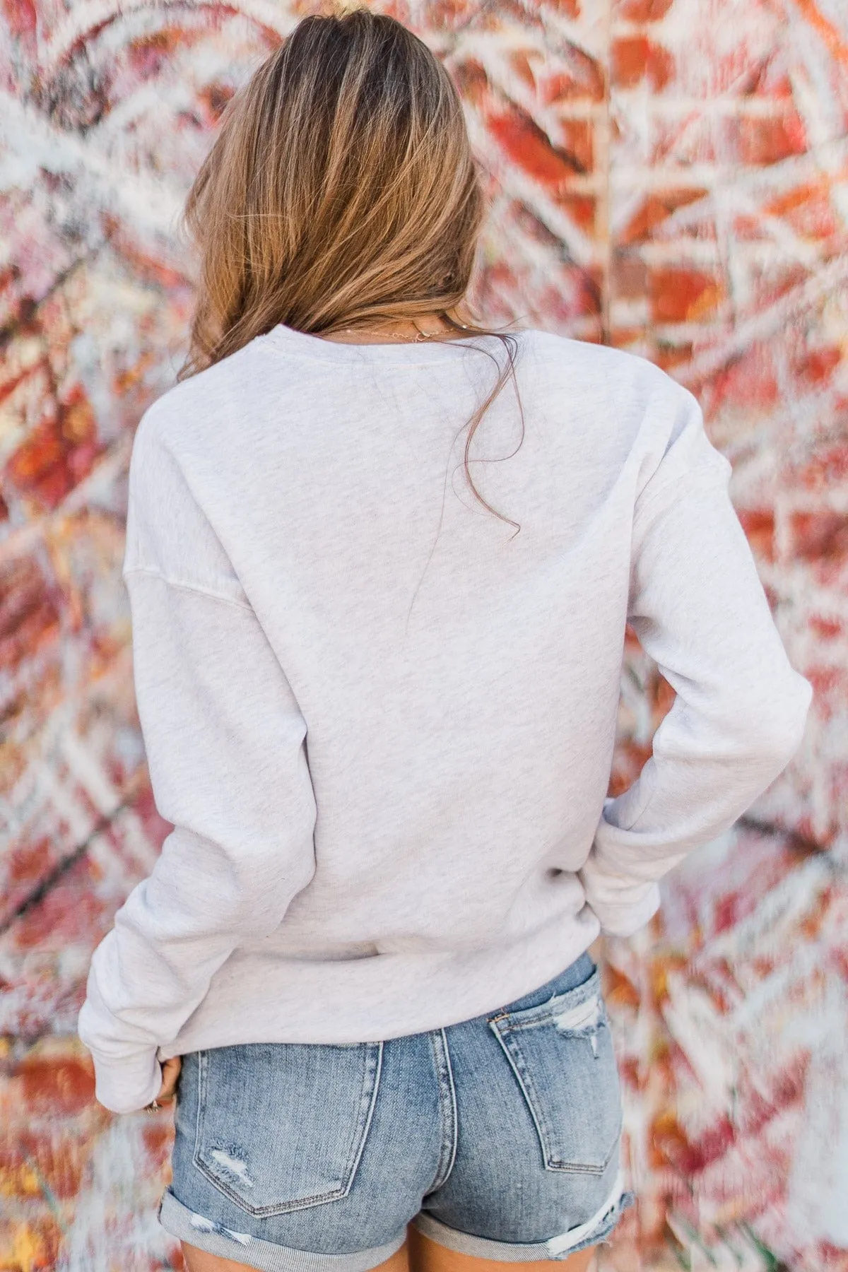 "USA" Crew Neck Pullover- Light Heather Grey