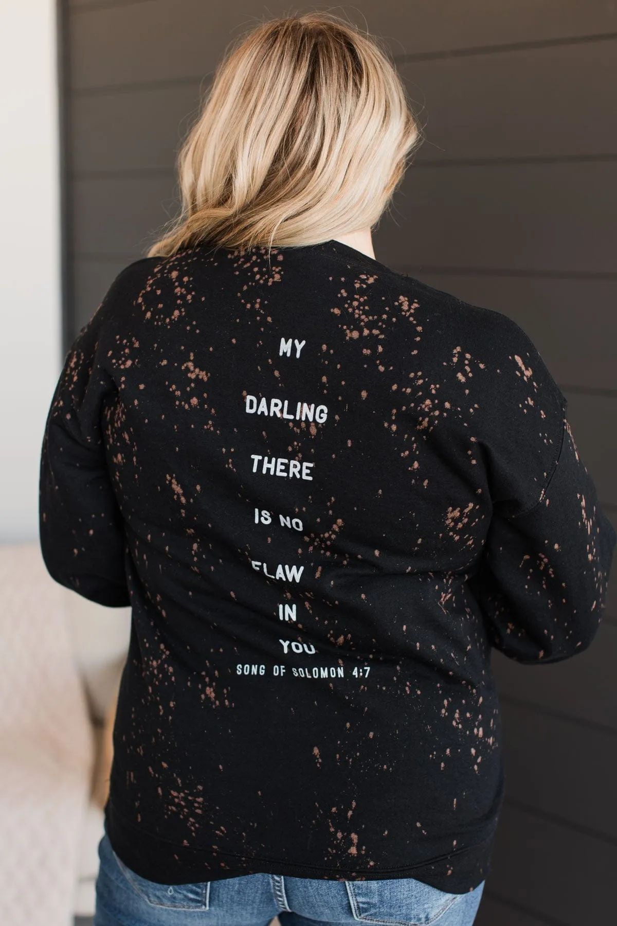 "You Are Beautiful" Bleached Crew Neck- Black