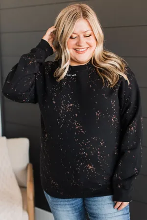 "You Are Beautiful" Bleached Crew Neck- Black
