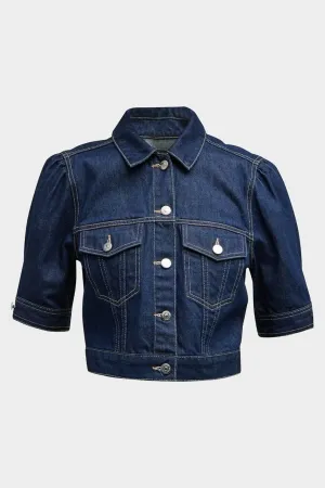 Raina Short-Sleeve Denim Jacket in Indigo