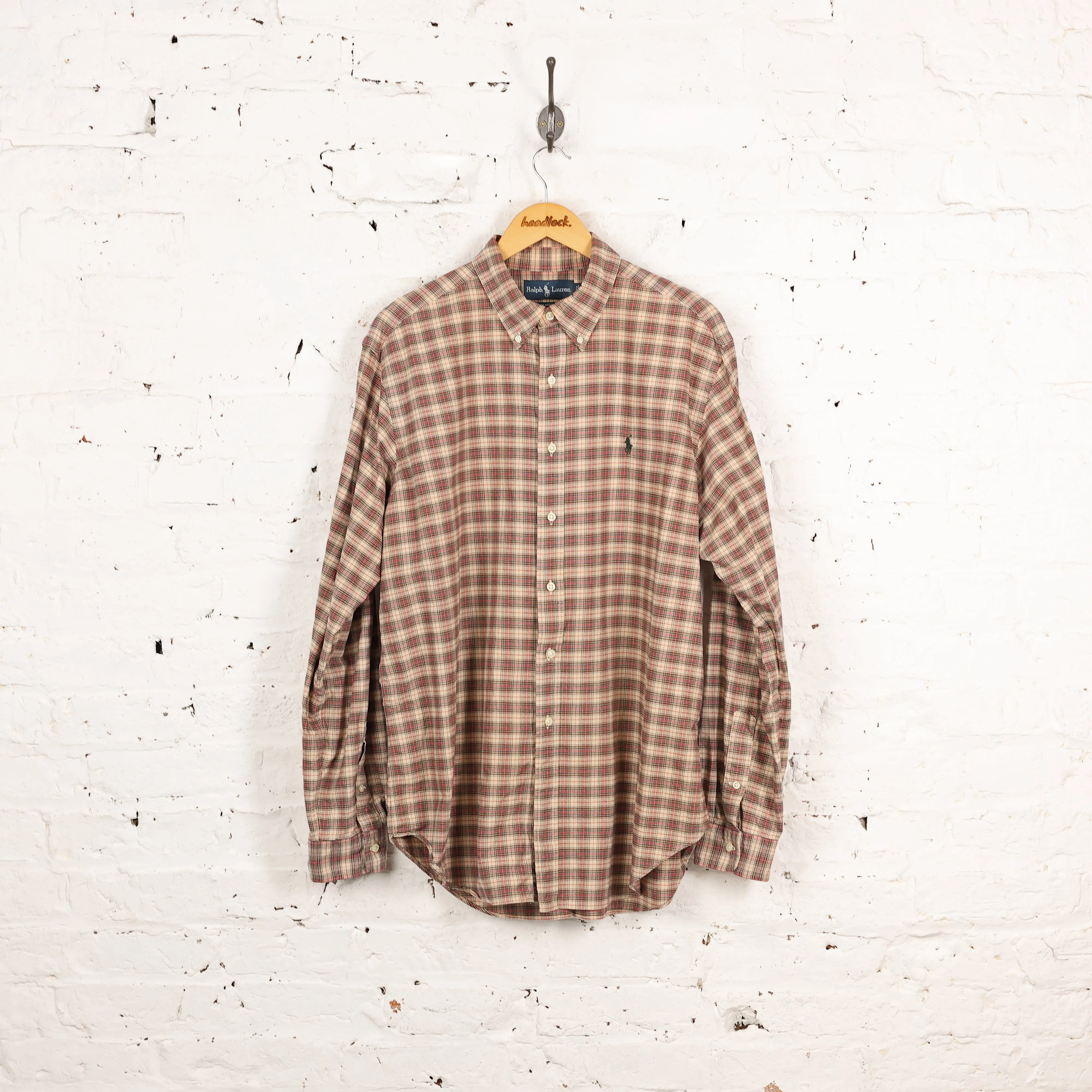 Ralph Lauren Classic Fit Check Shirt - Beige - L