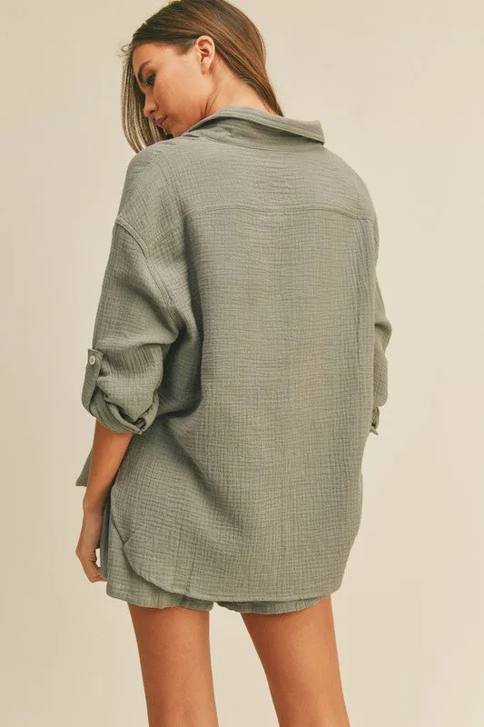 Raquel Button Down Shirt & Shorts Set