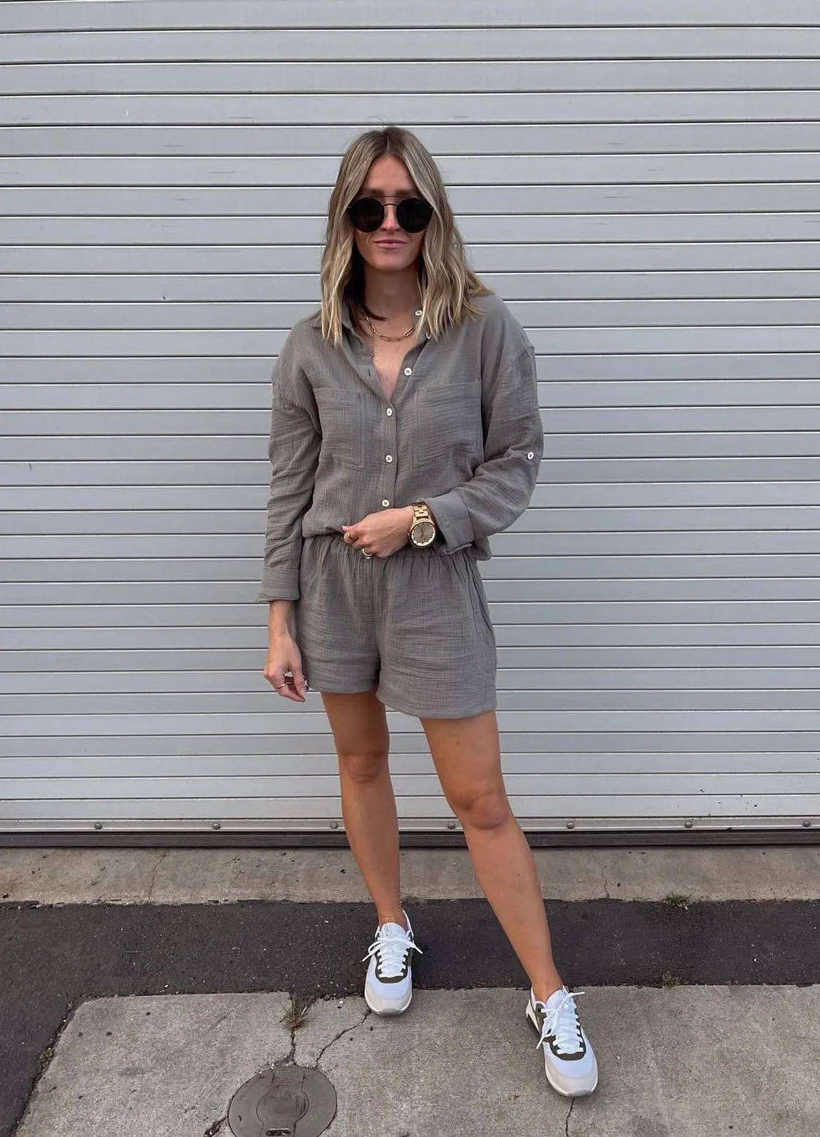 Raquel Button Down Shirt & Shorts Set