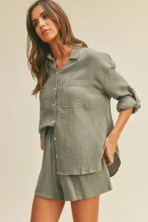 Raquel Button Down Shirt & Shorts Set