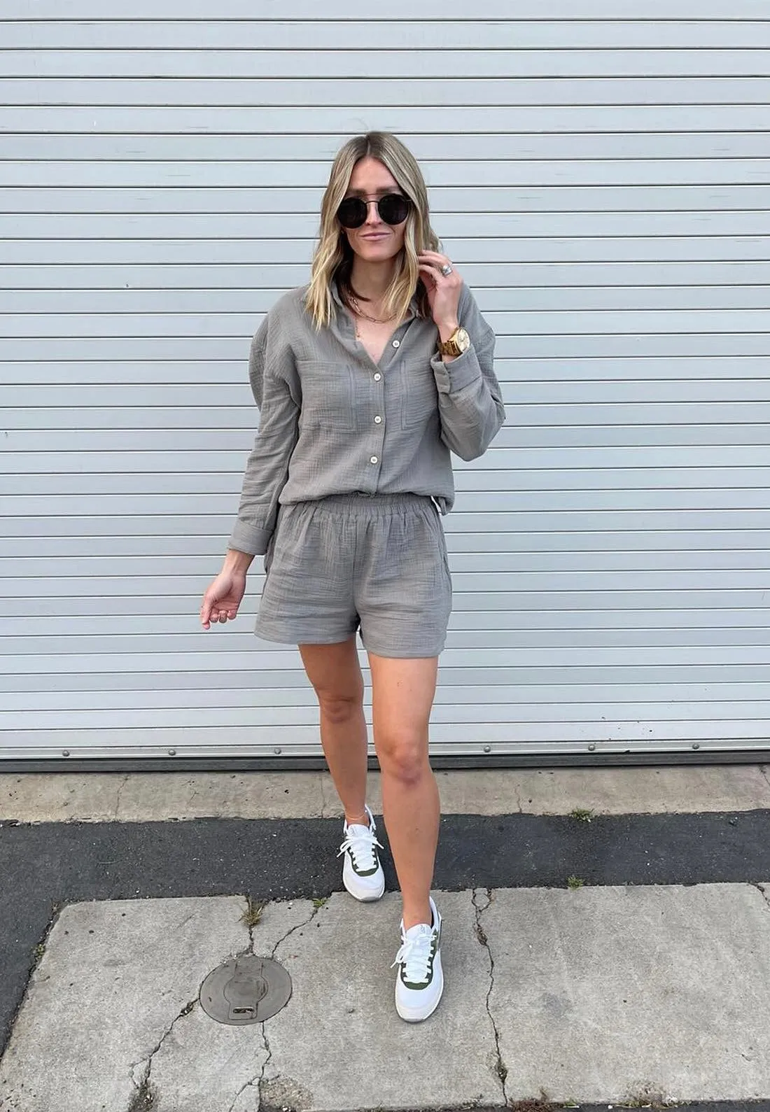 Raquel Button Down Shirt & Shorts Set