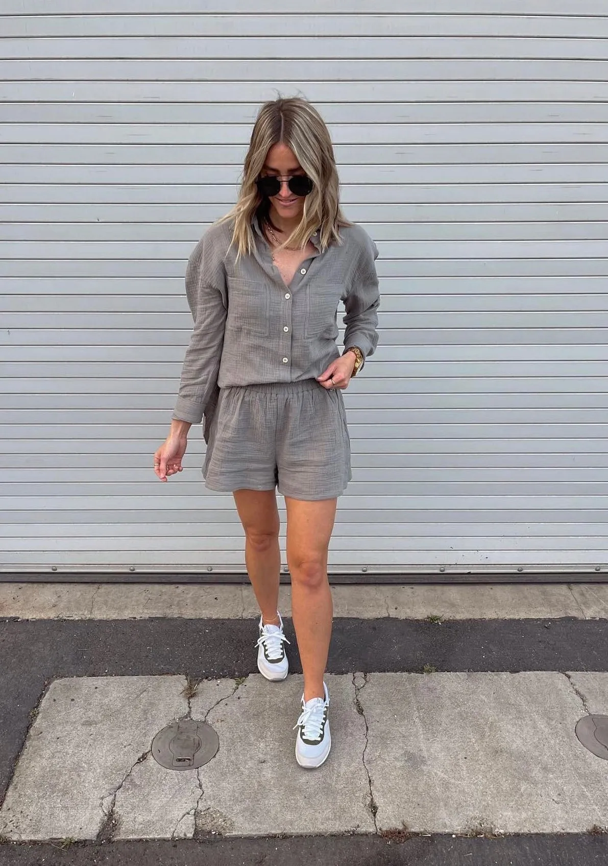 Raquel Button Down Shirt & Shorts Set
