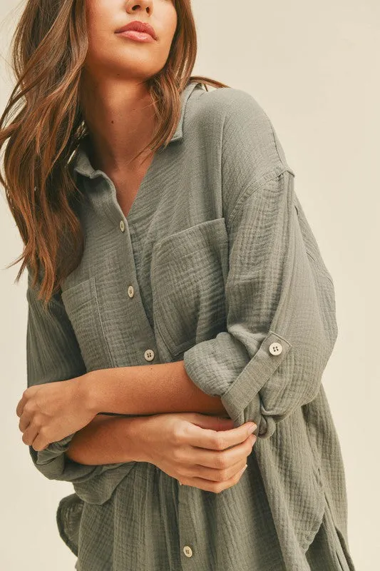 Raquel Button Down Shirt & Shorts Set
