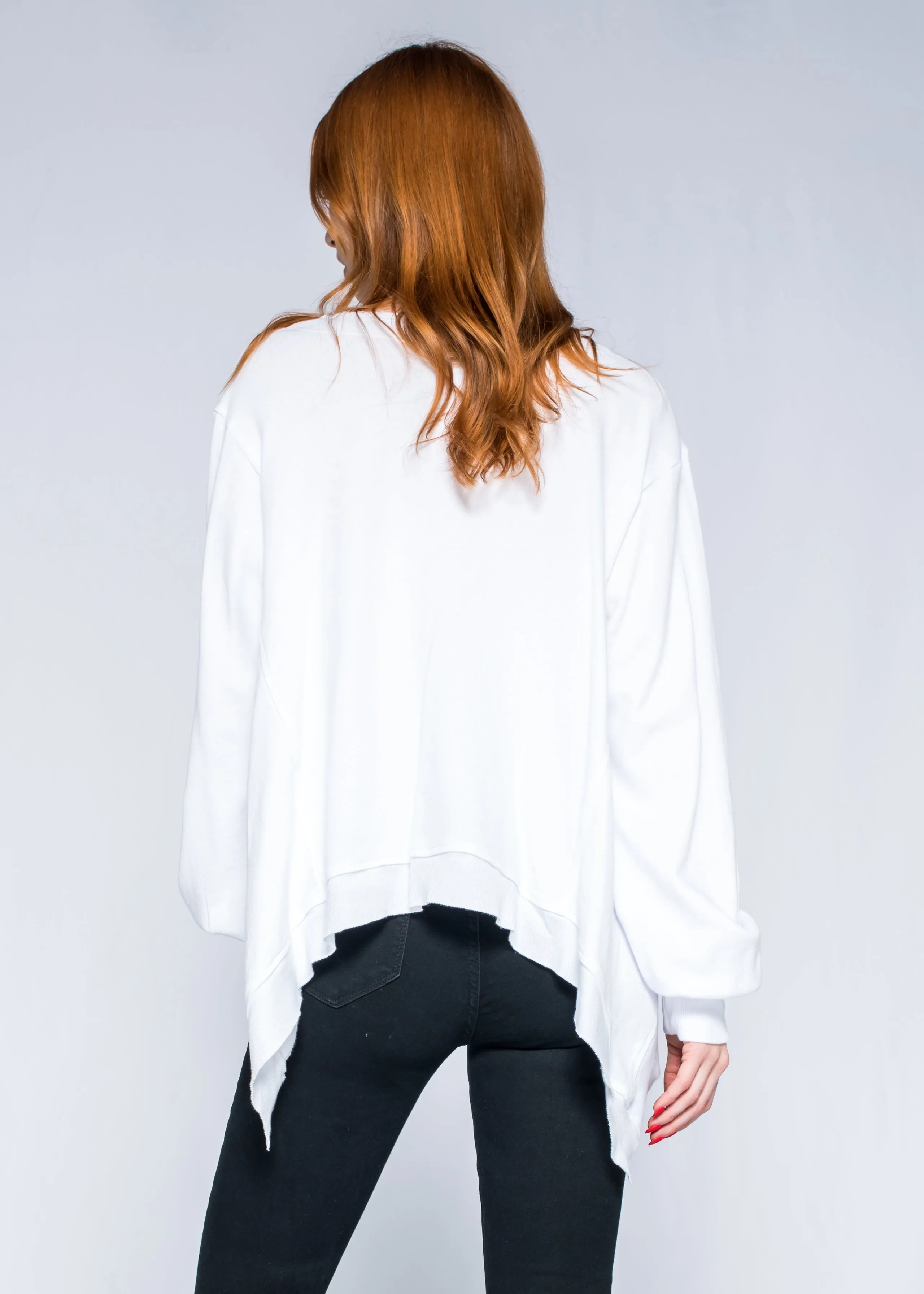 Raw Open Neck Full Femme SLV Shifted Pocket Sweatshirt