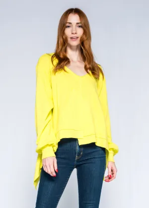 Raw Open Neck Full Femme SLV Shifted Pocket Sweatshirt
