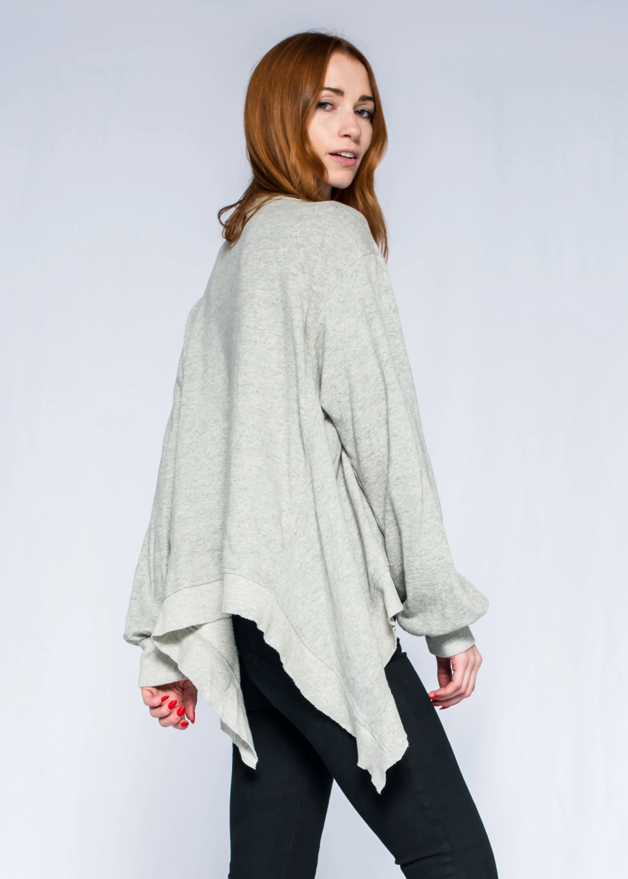 Raw Open Neck Full Femme SLV Shifted Pocket Sweatshirt