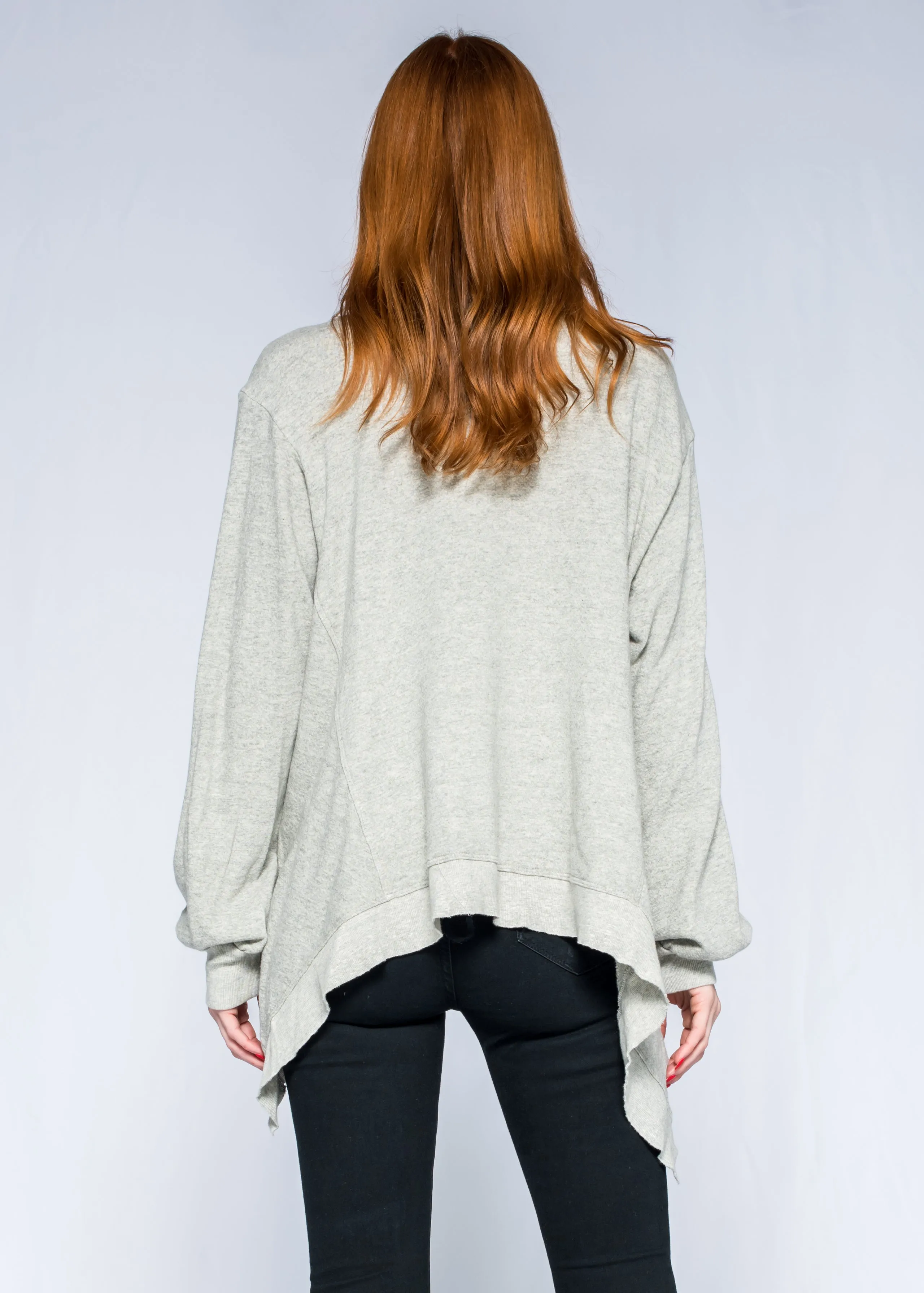 Raw Open Neck Full Femme SLV Shifted Pocket Sweatshirt