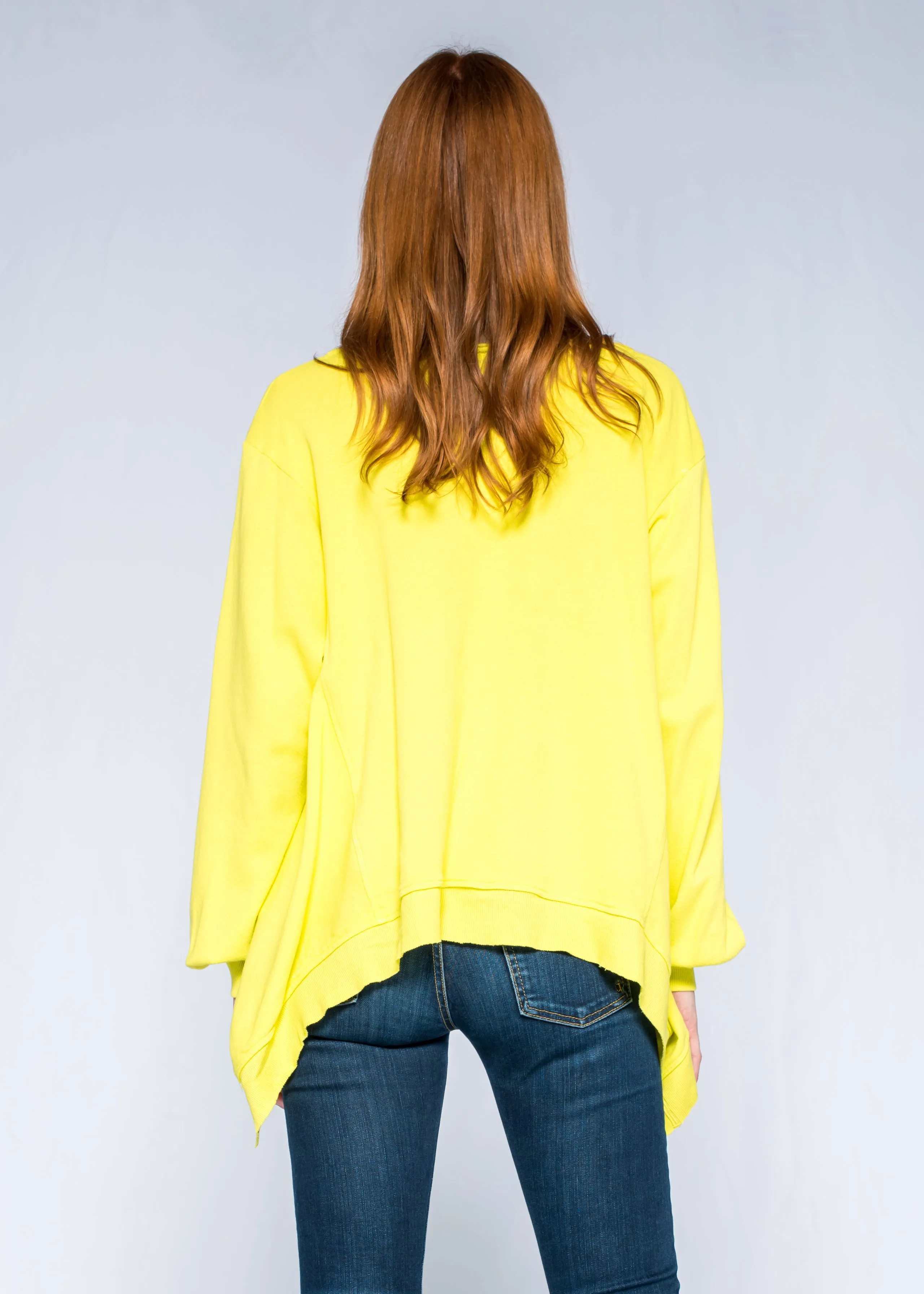 Raw Open Neck Full Femme SLV Shifted Pocket Sweatshirt