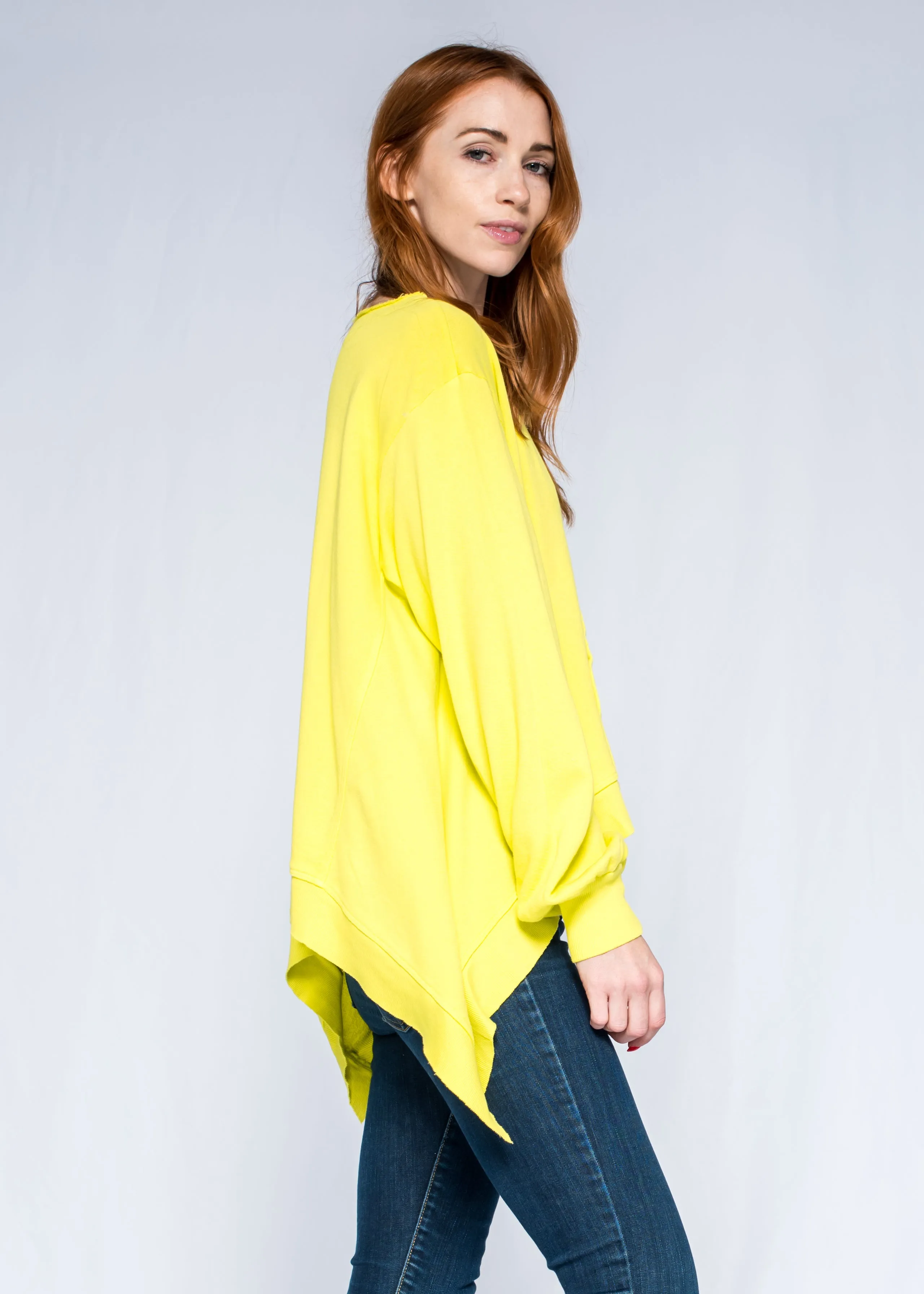 Raw Open Neck Full Femme SLV Shifted Pocket Sweatshirt