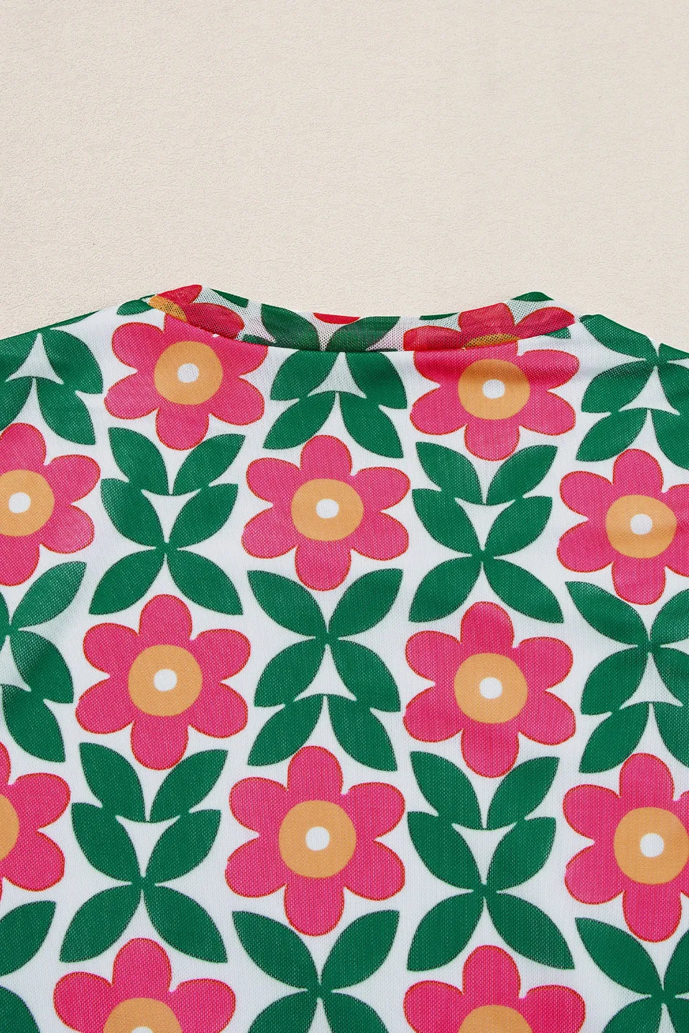 Retro Floral Print Crew Neck T Shirt
