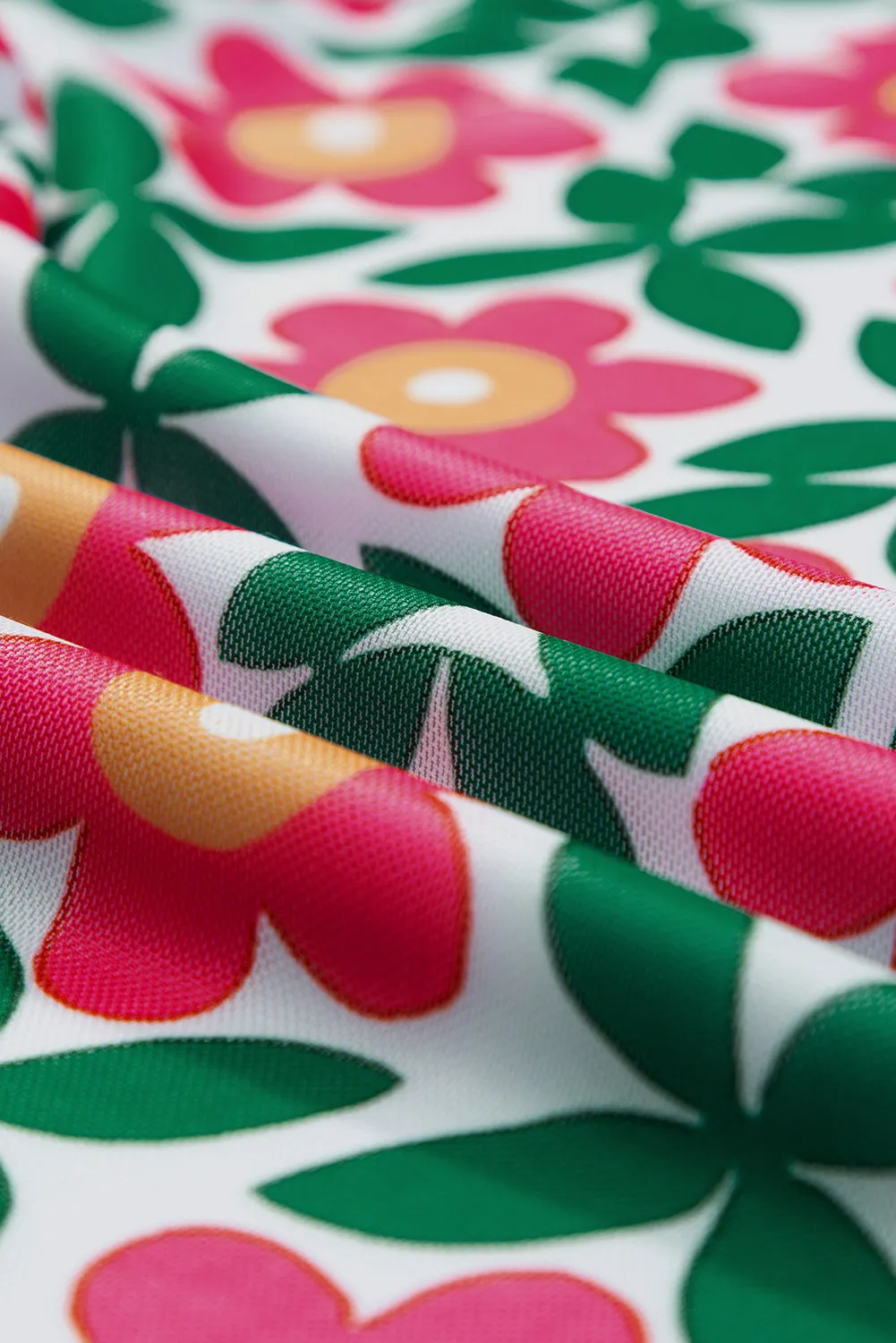 Retro Floral Print Crew Neck T Shirt