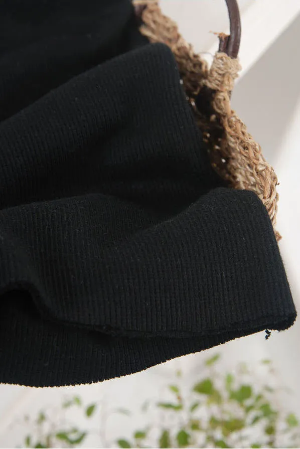 Ribbing Fabric Cotton Rib Knit - Black - By the Yard 41982