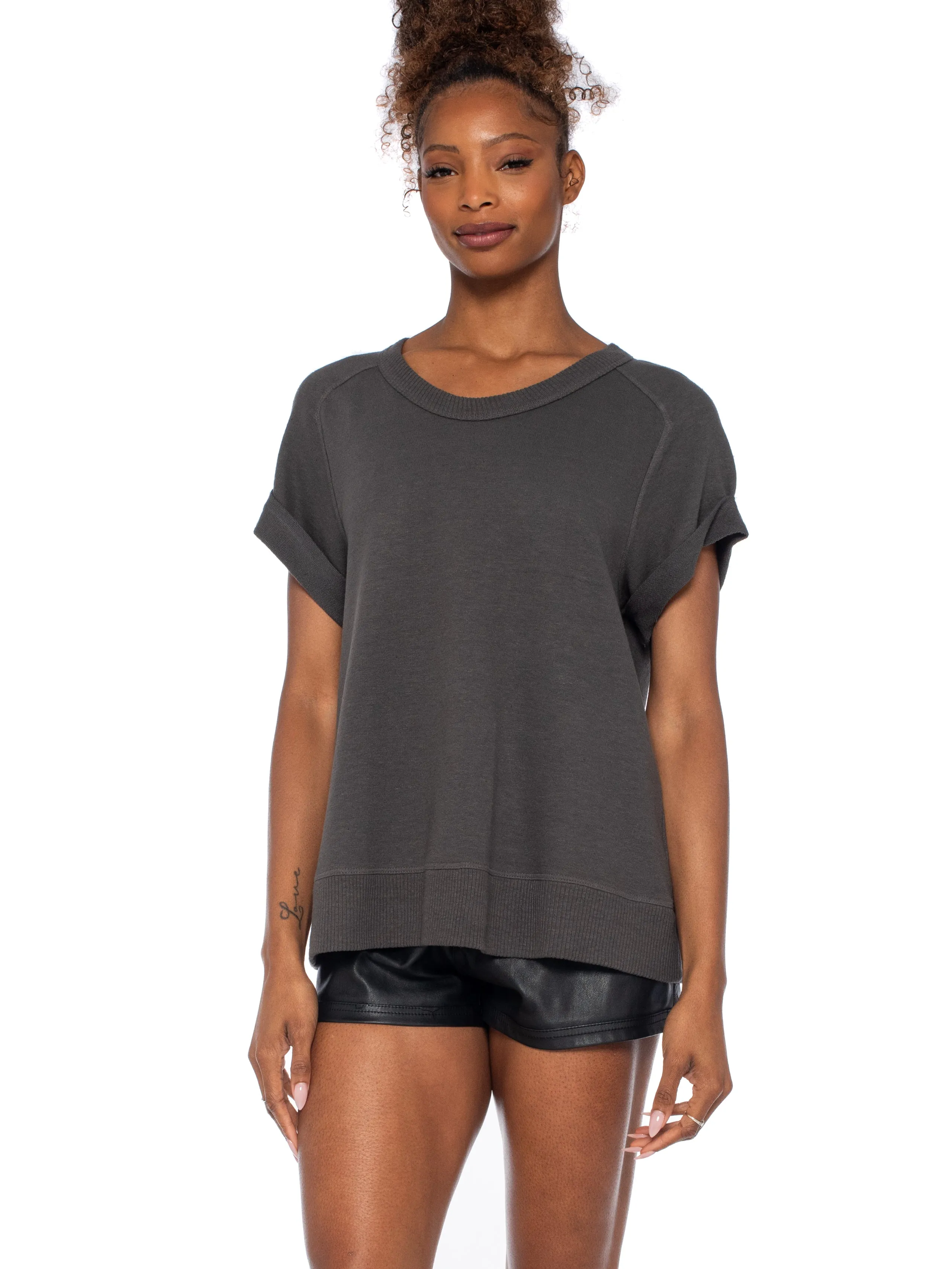 Roll Sleeve Crew Shrunken Sweatshirt
