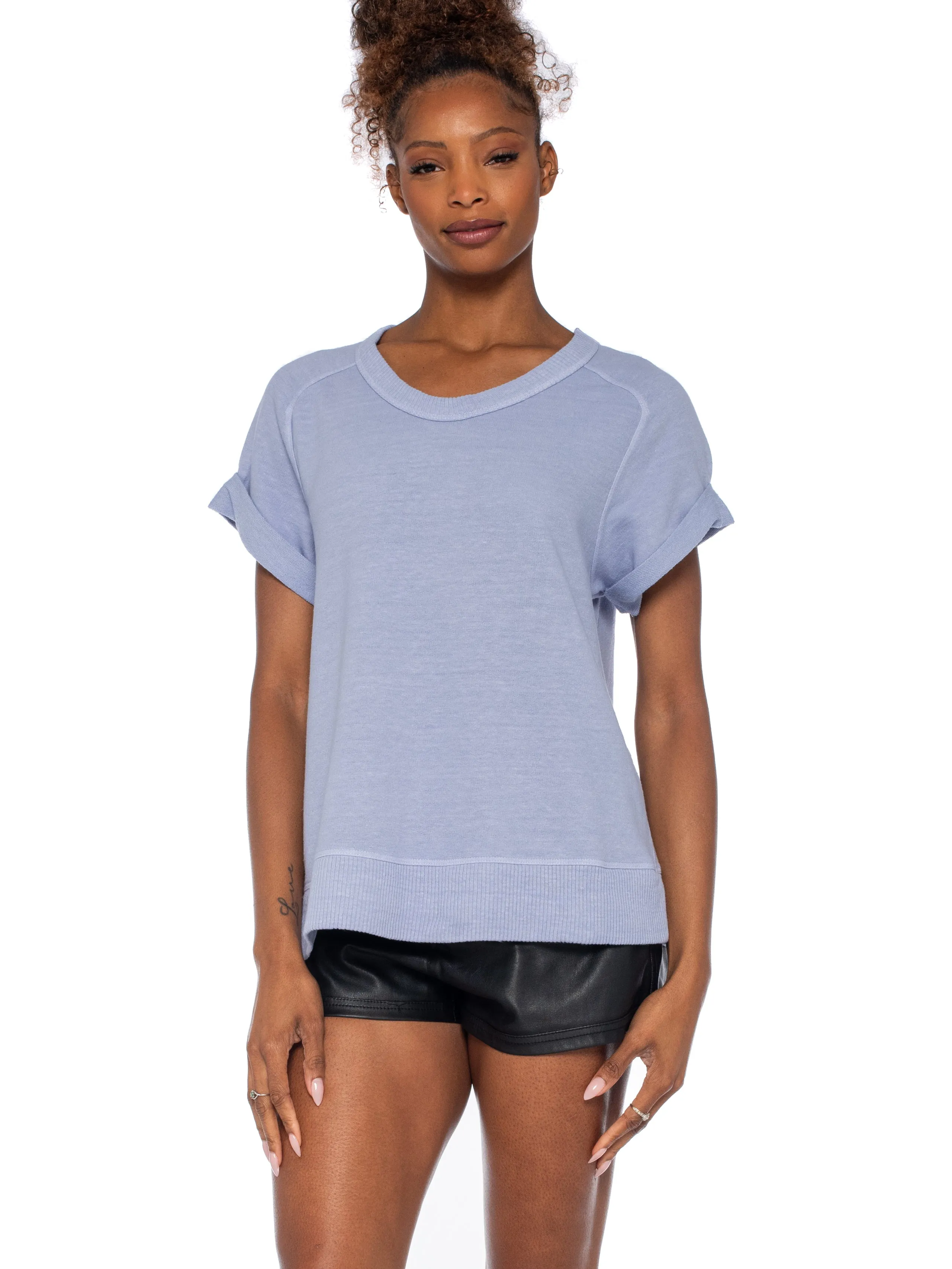 Roll Sleeve Crew Shrunken Sweatshirt