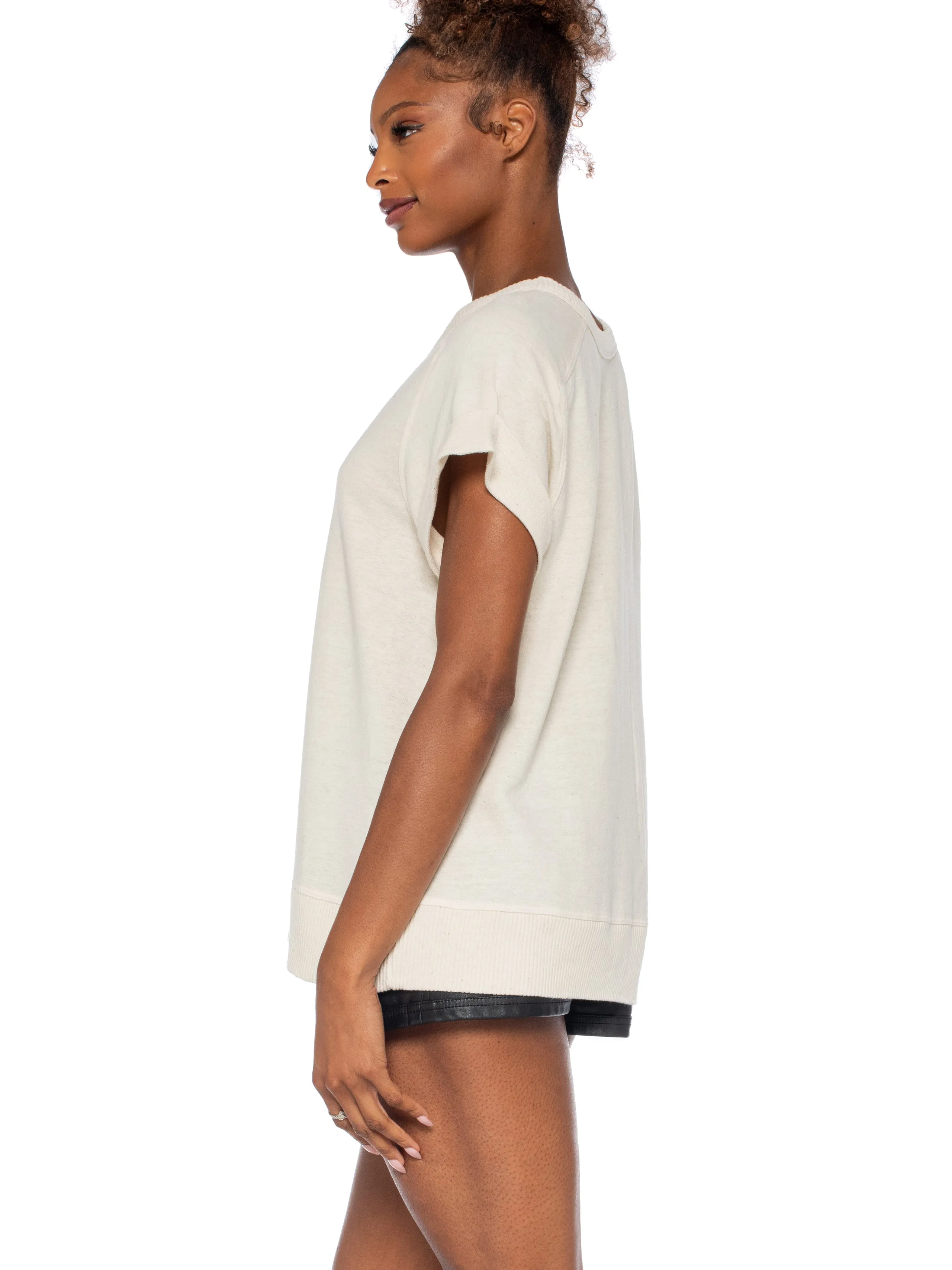 Roll Sleeve Crew Shrunken Sweatshirt