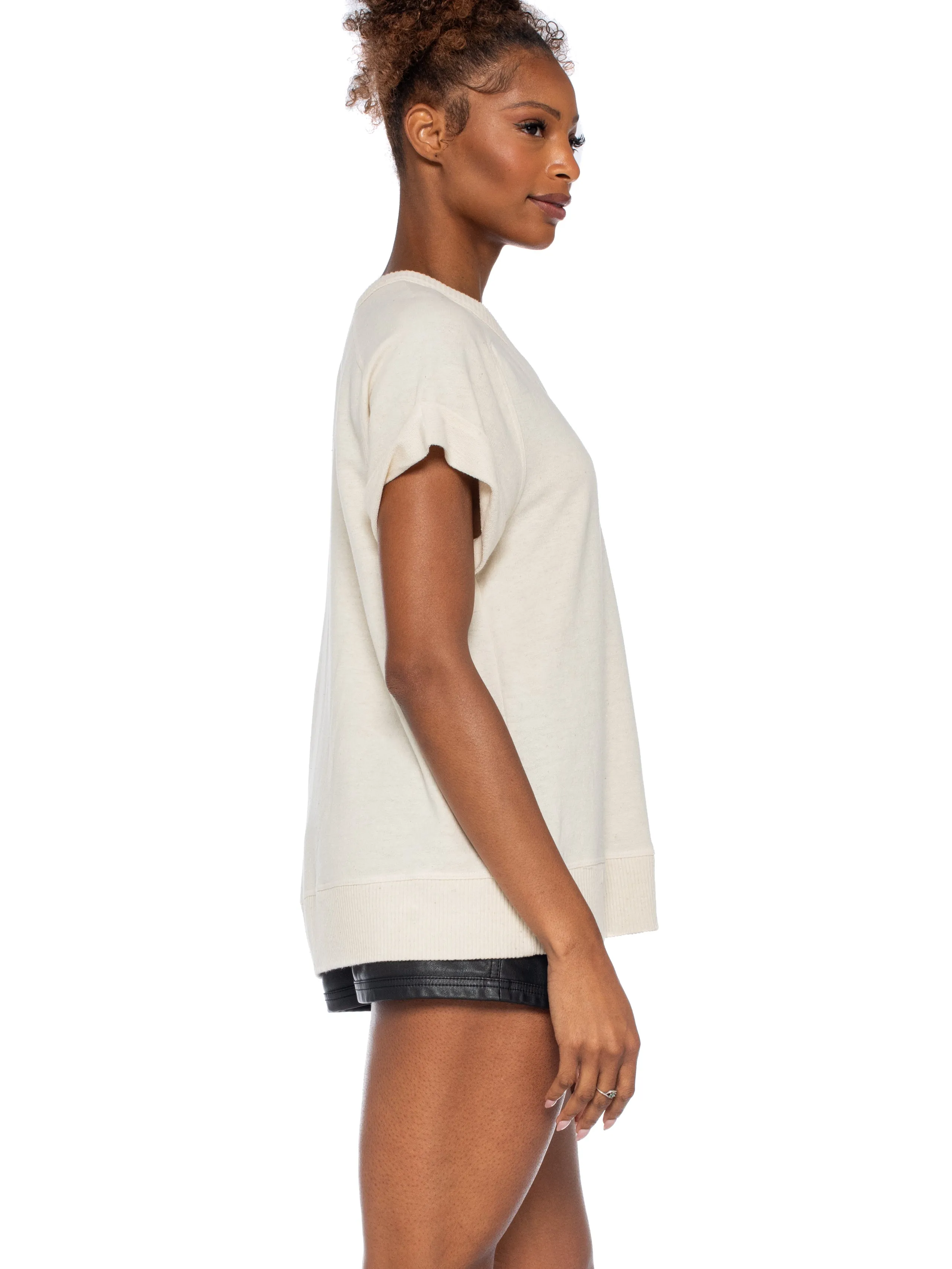 Roll Sleeve Crew Shrunken Sweatshirt