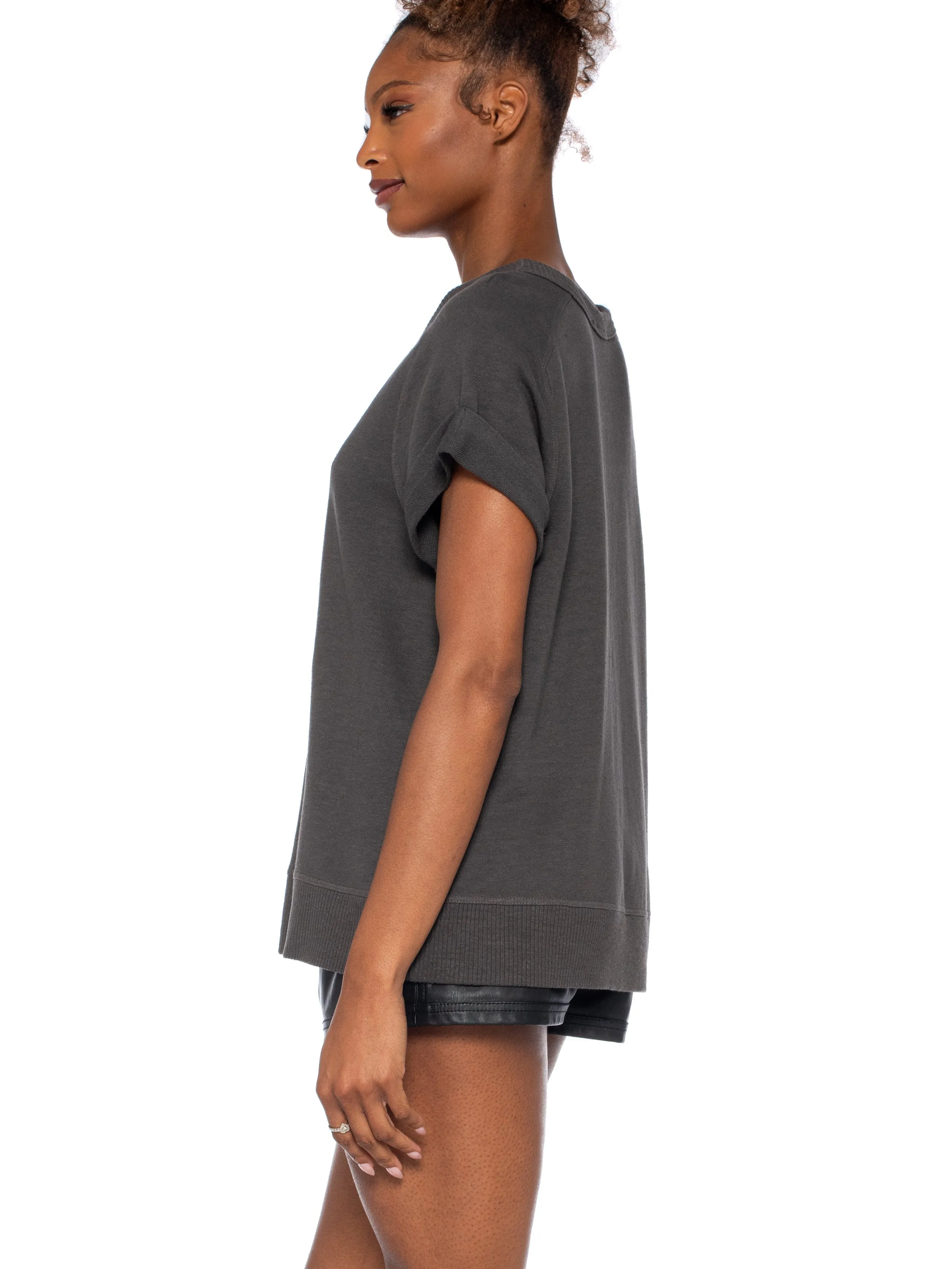 Roll Sleeve Crew Shrunken Sweatshirt