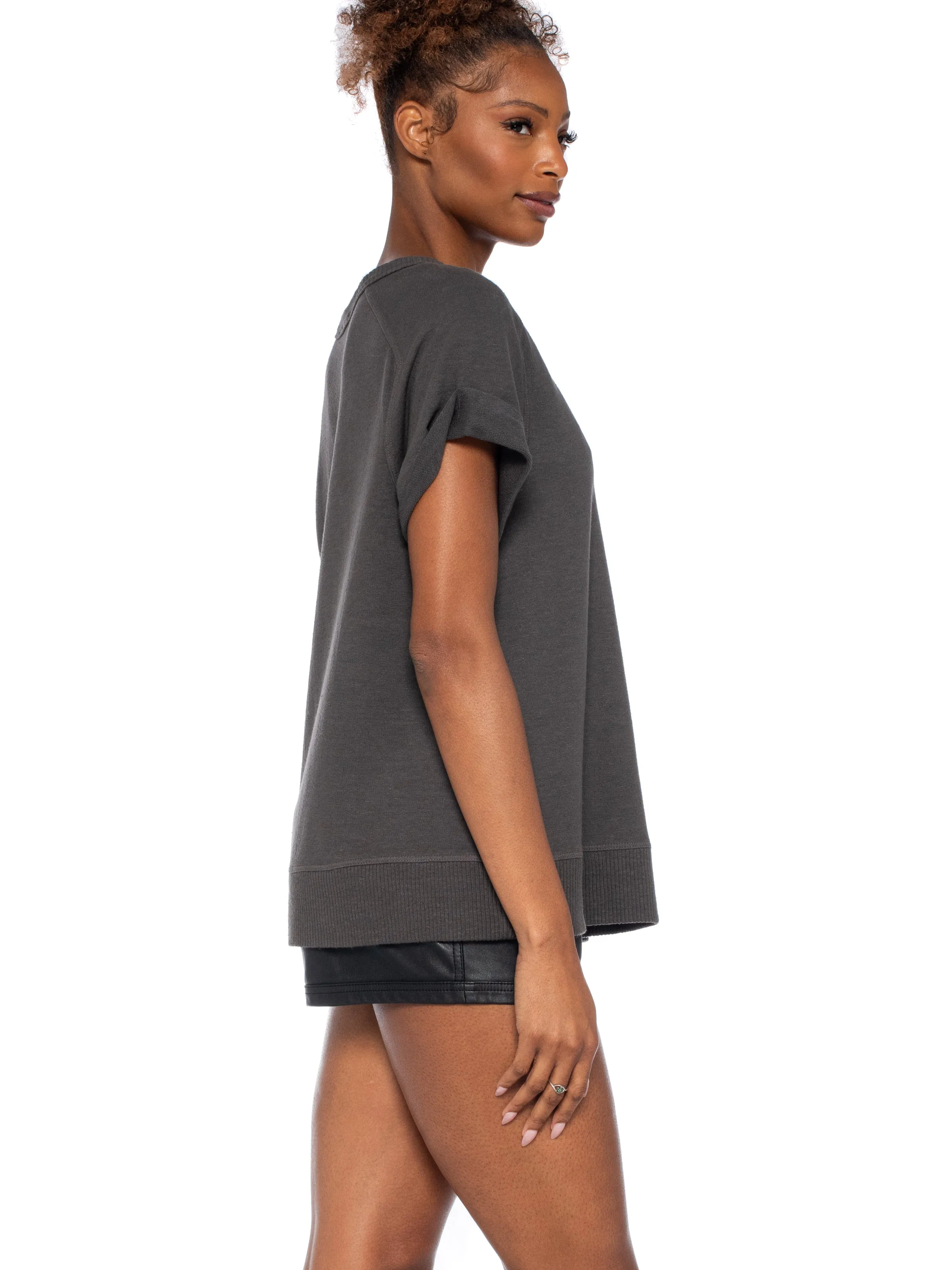 Roll Sleeve Crew Shrunken Sweatshirt