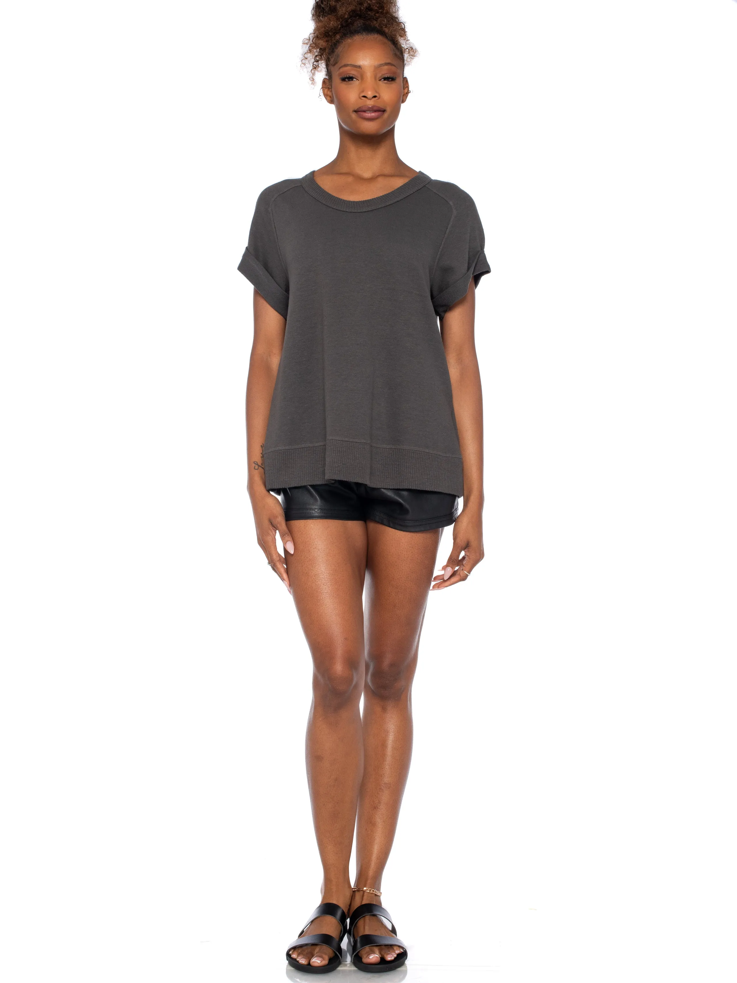 Roll Sleeve Crew Shrunken Sweatshirt