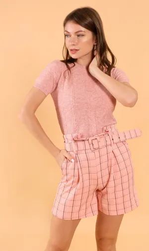 SAM Crew-Neck Knit Top (Pink)