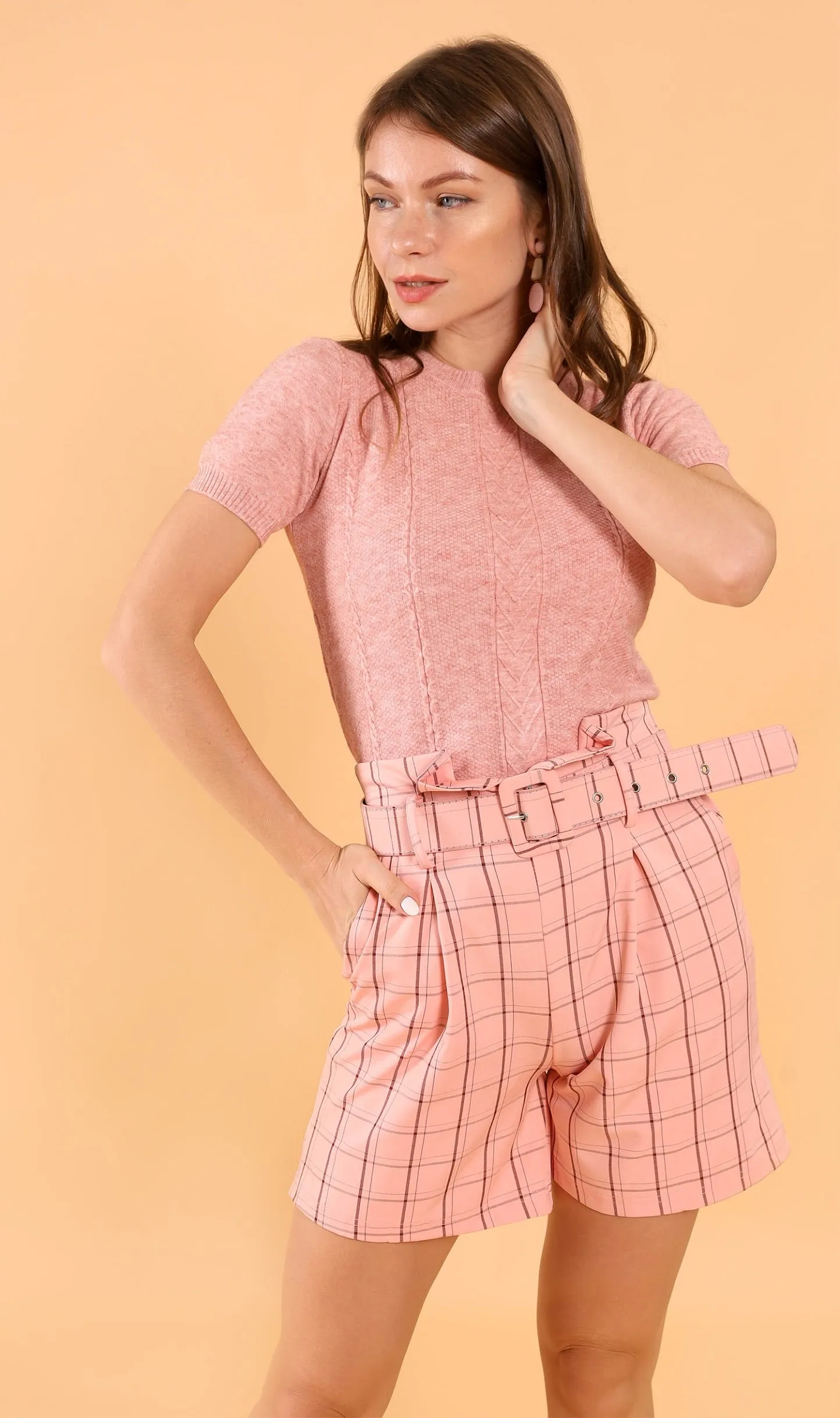 SAM Crew-Neck Knit Top (Pink)
