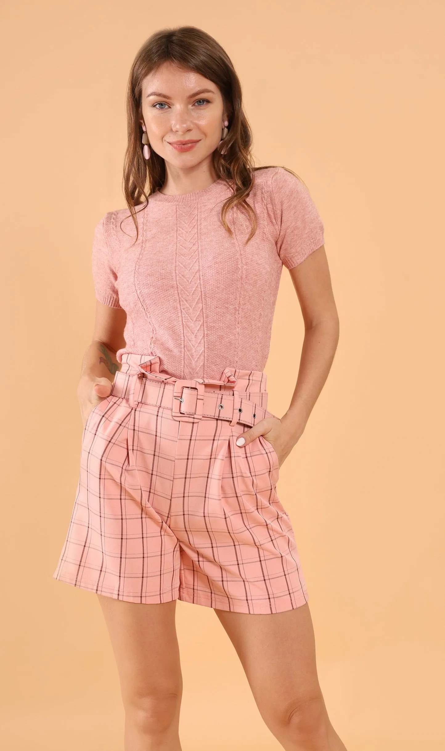 SAM Crew-Neck Knit Top (Pink)