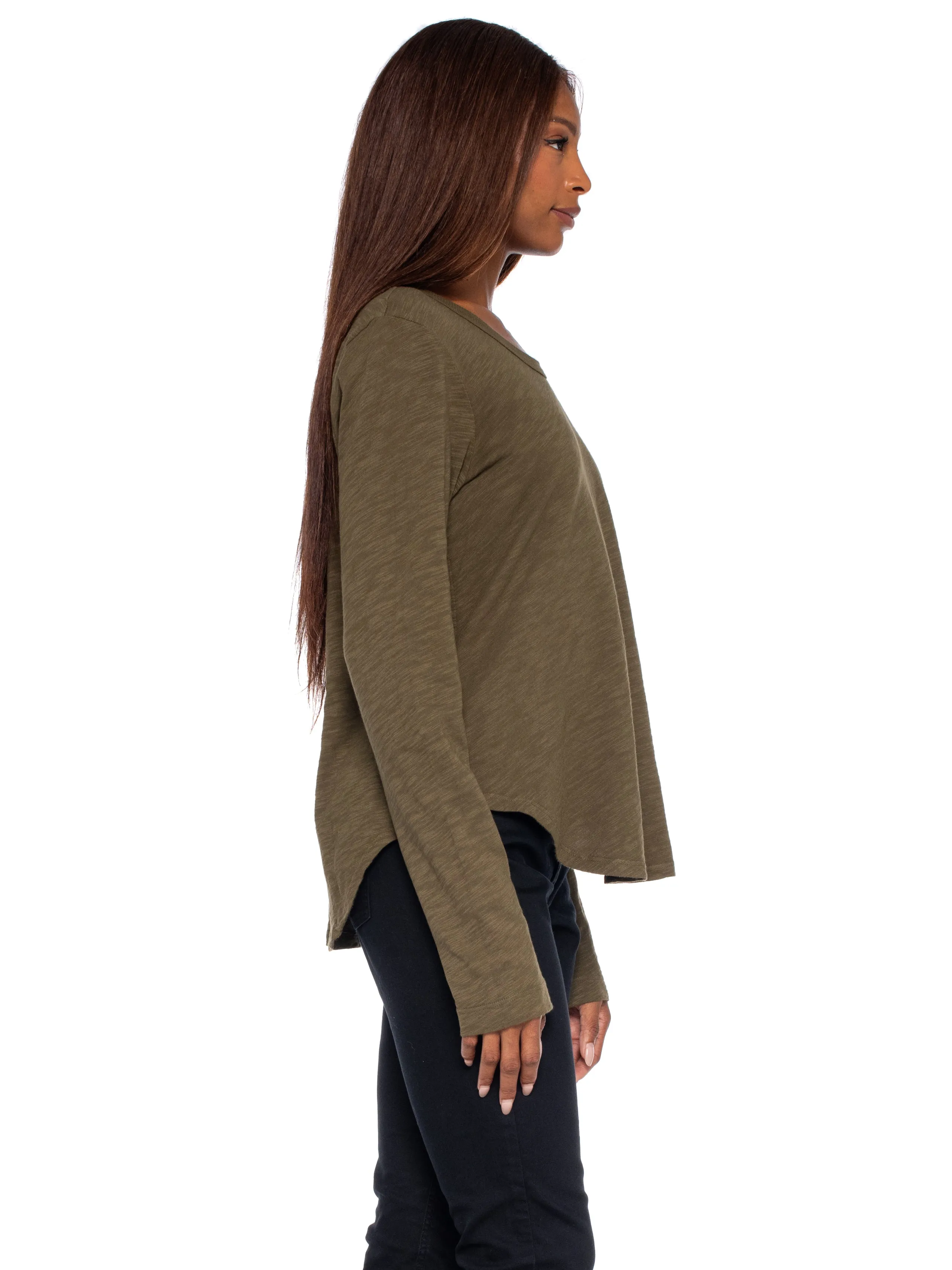 Shrunken Crew L/S Shirttail Slub Tee
