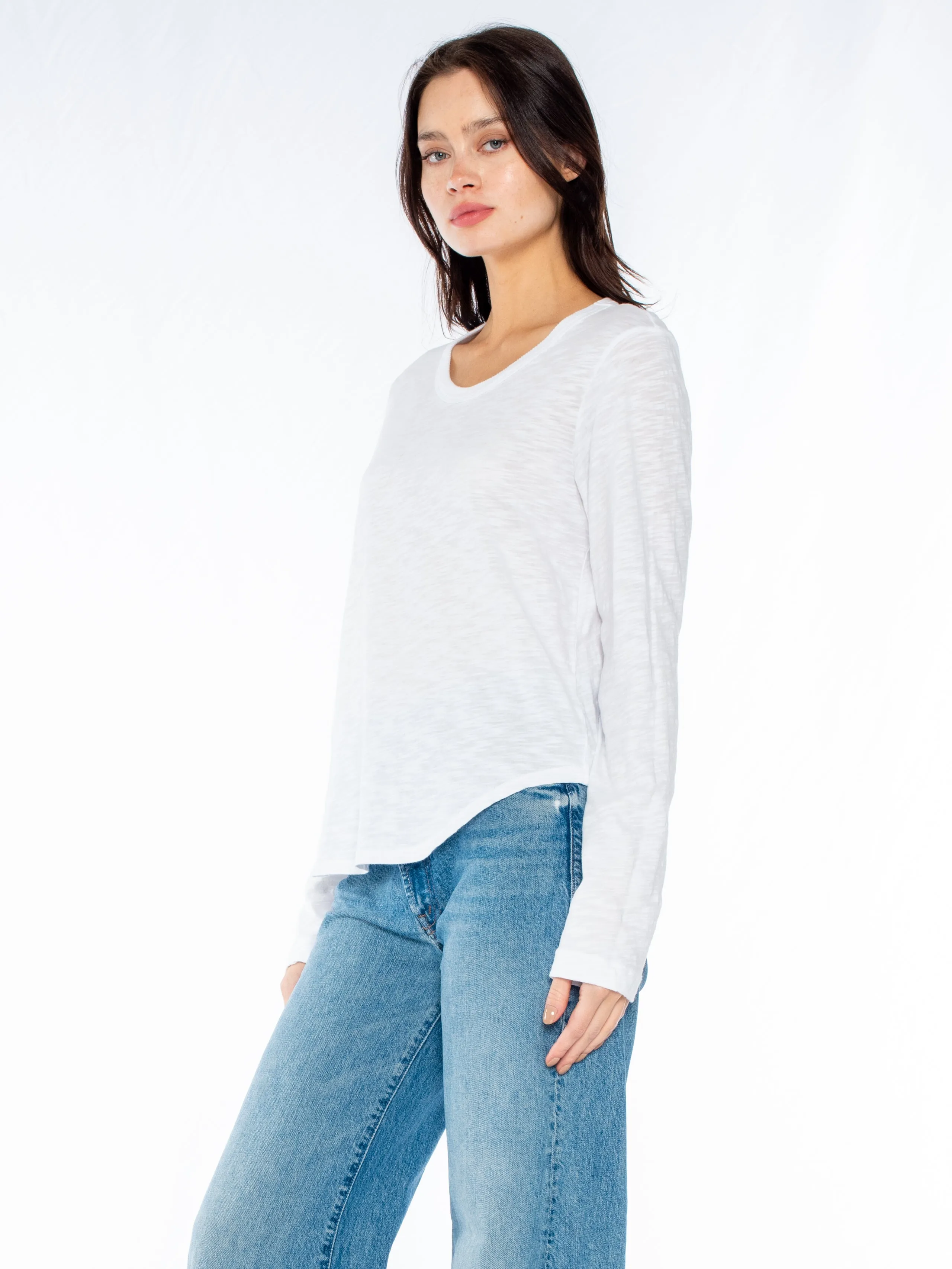 Shrunken Crew L/S Shirttail Slub Tee