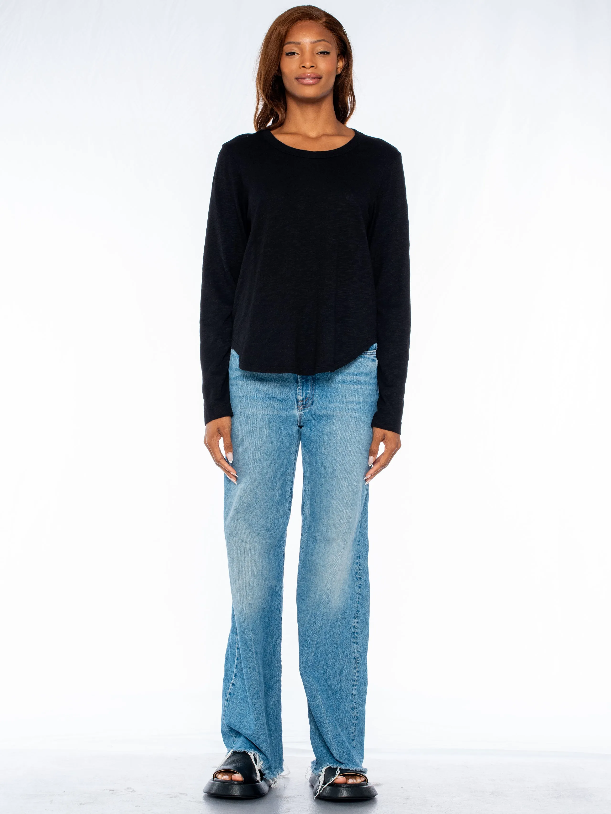 Shrunken Crew L/S Shirttail Slub Tee