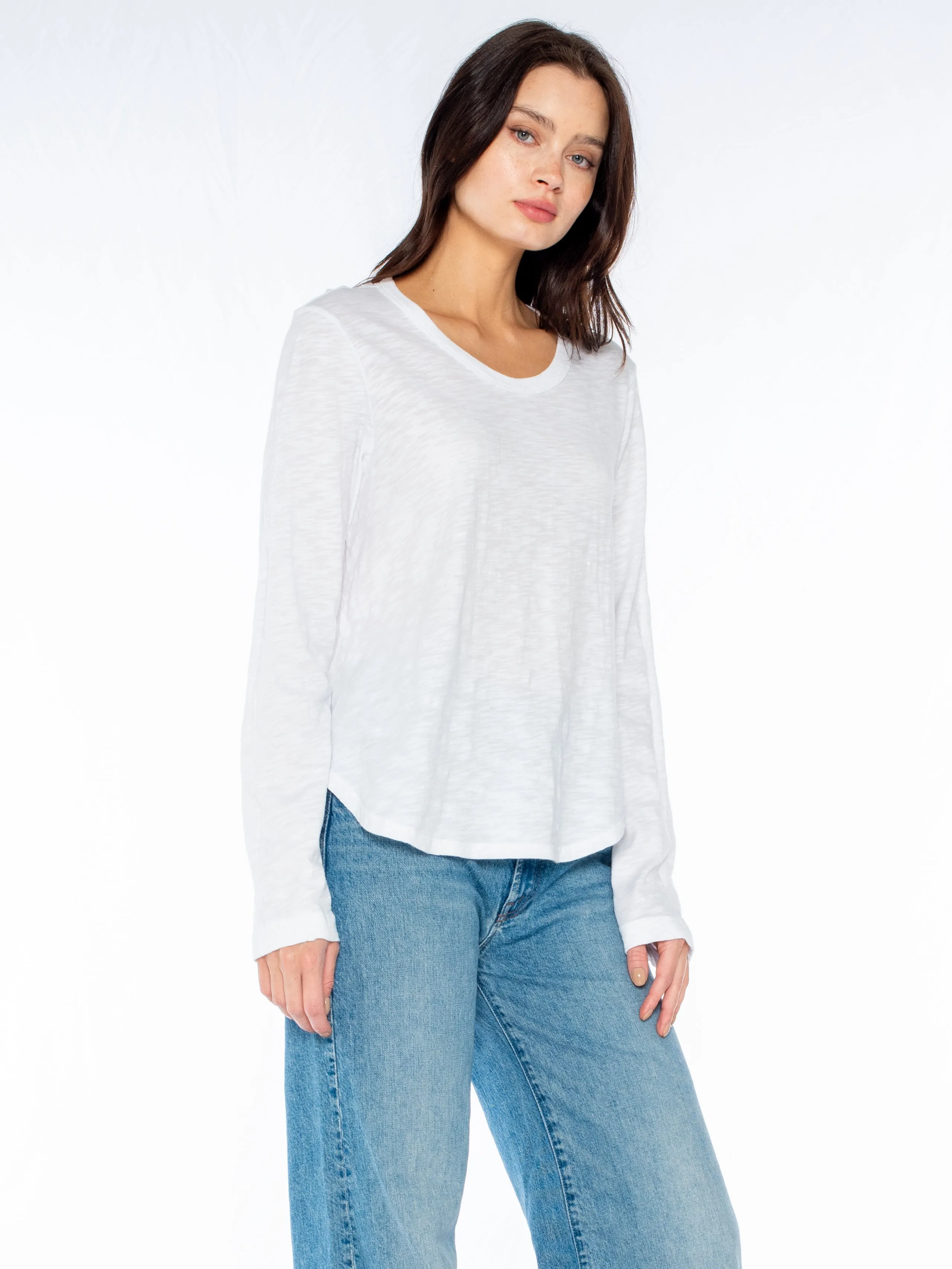 Shrunken Crew L/S Shirttail Slub Tee