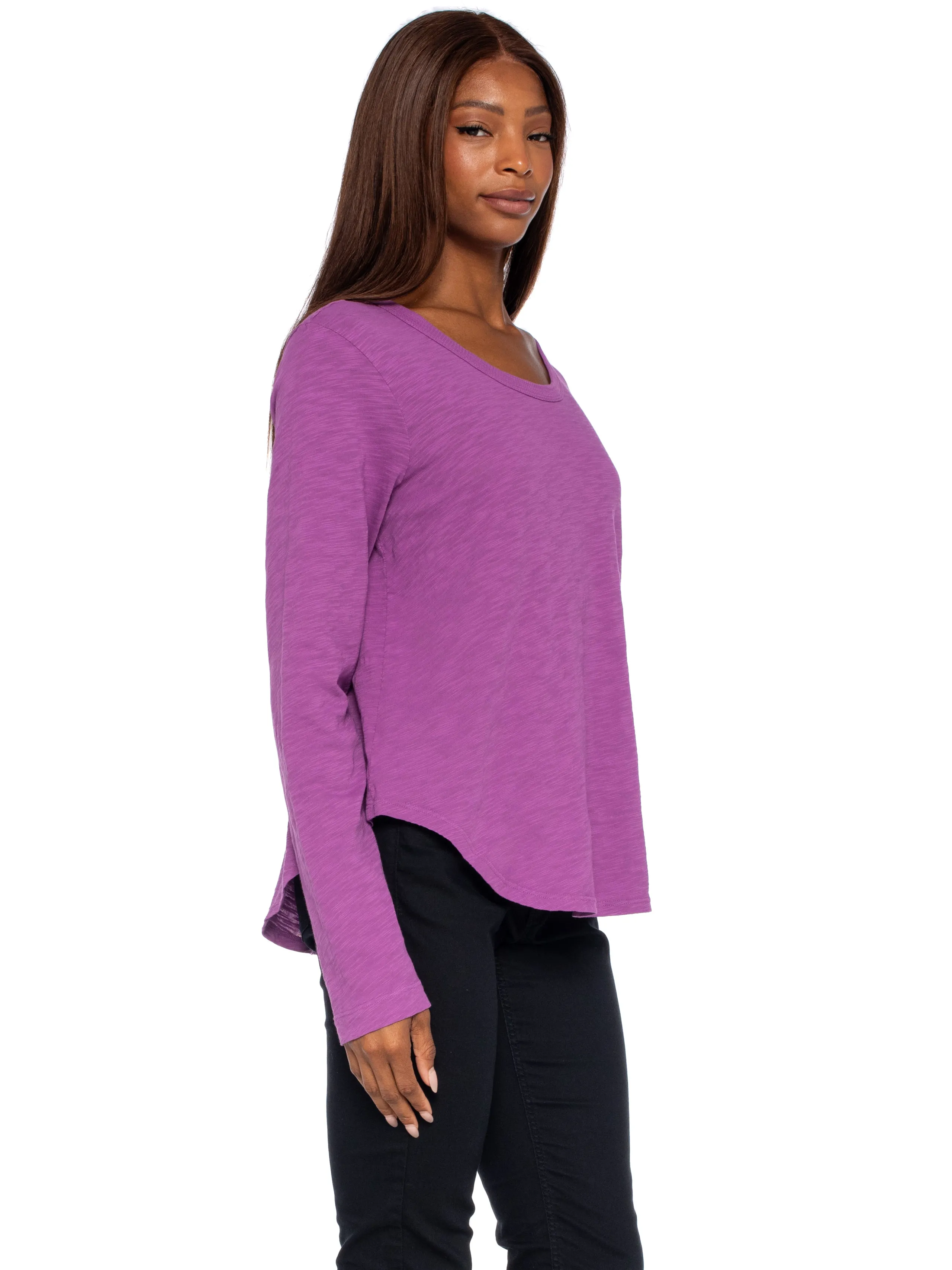 Shrunken Crew L/S Shirttail Slub Tee