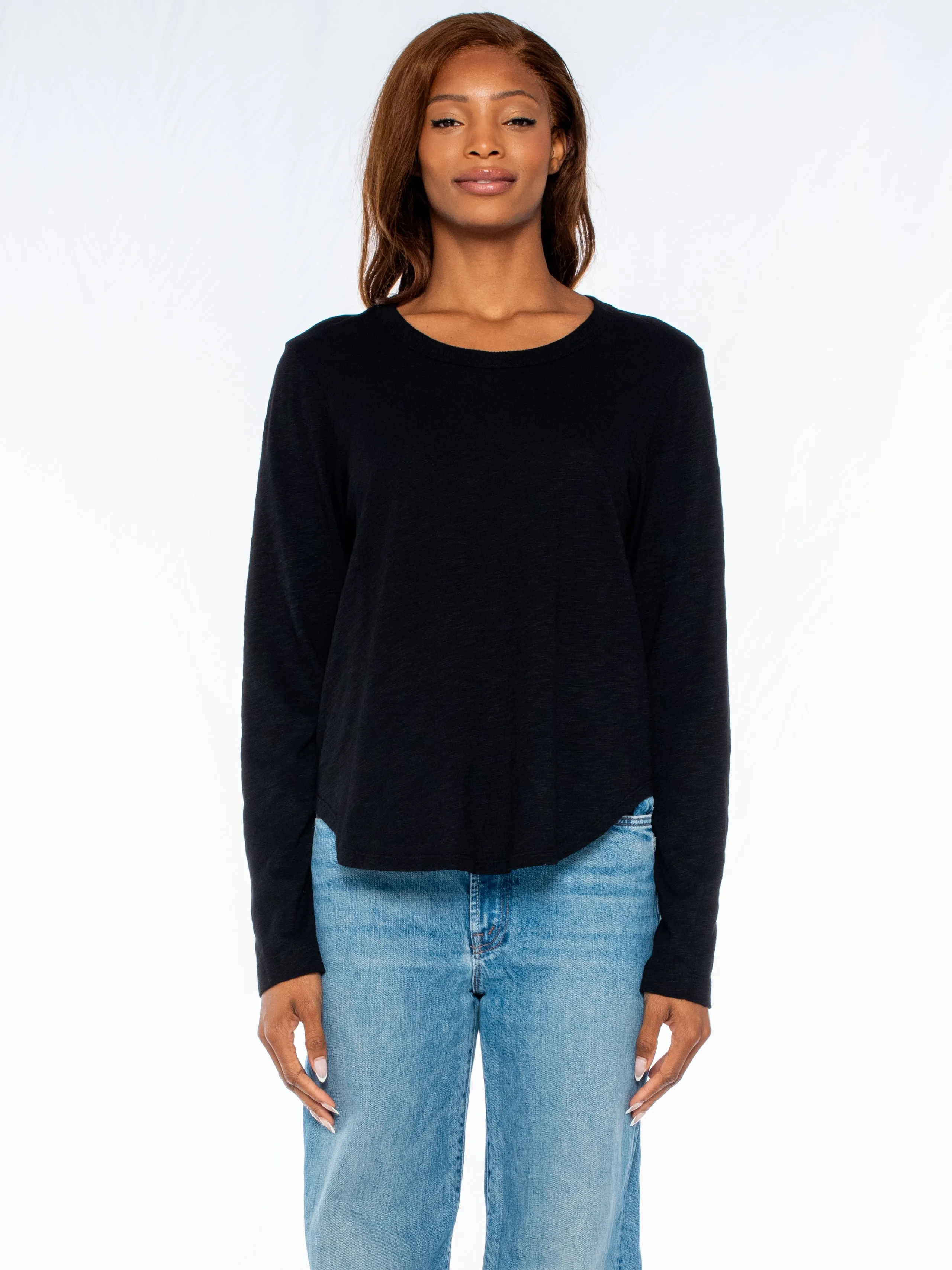 Shrunken Crew L/S Shirttail Slub Tee