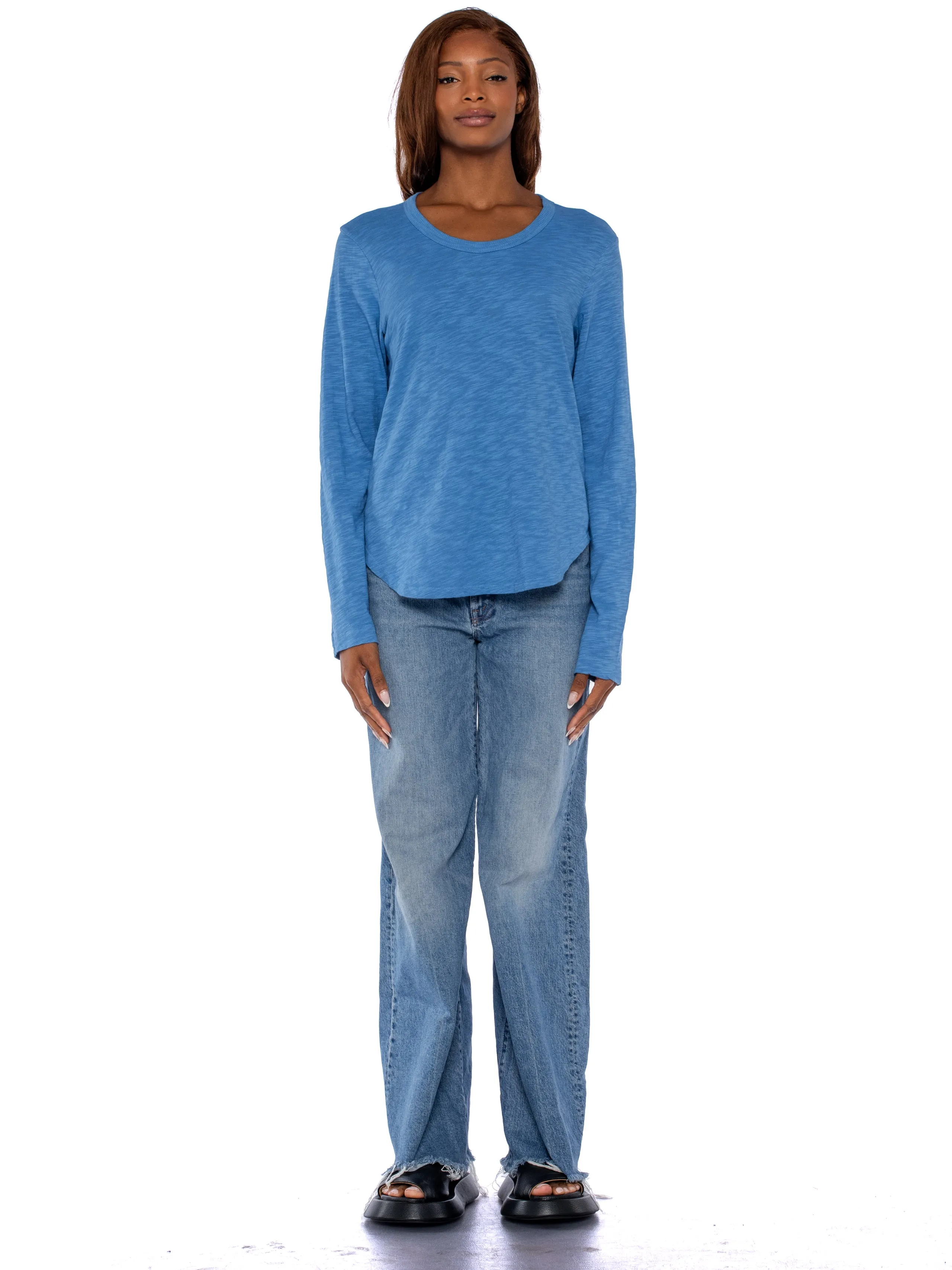 Shrunken Crew L/S Shirttail Slub Tee