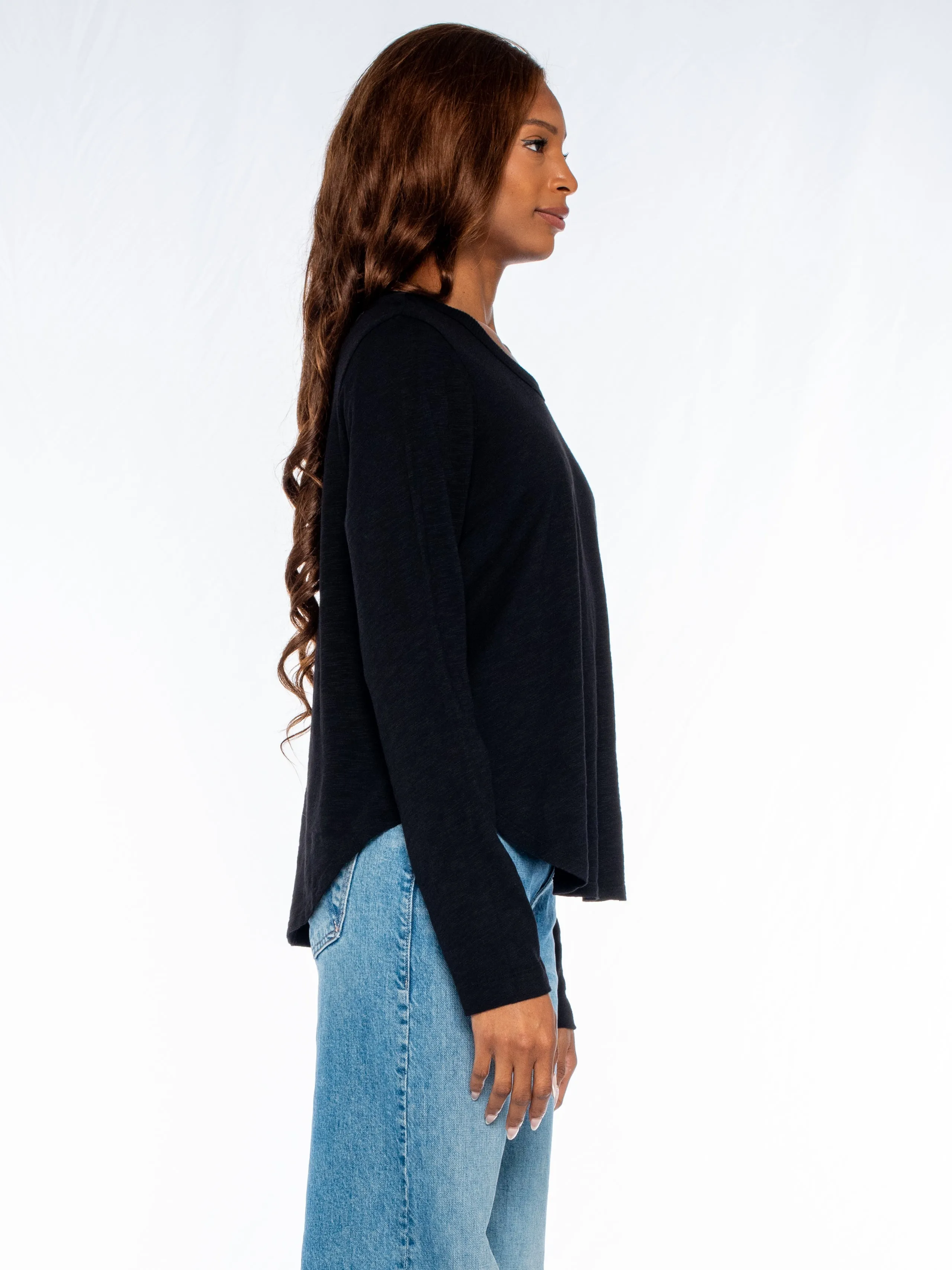 Shrunken Crew L/S Shirttail Slub Tee