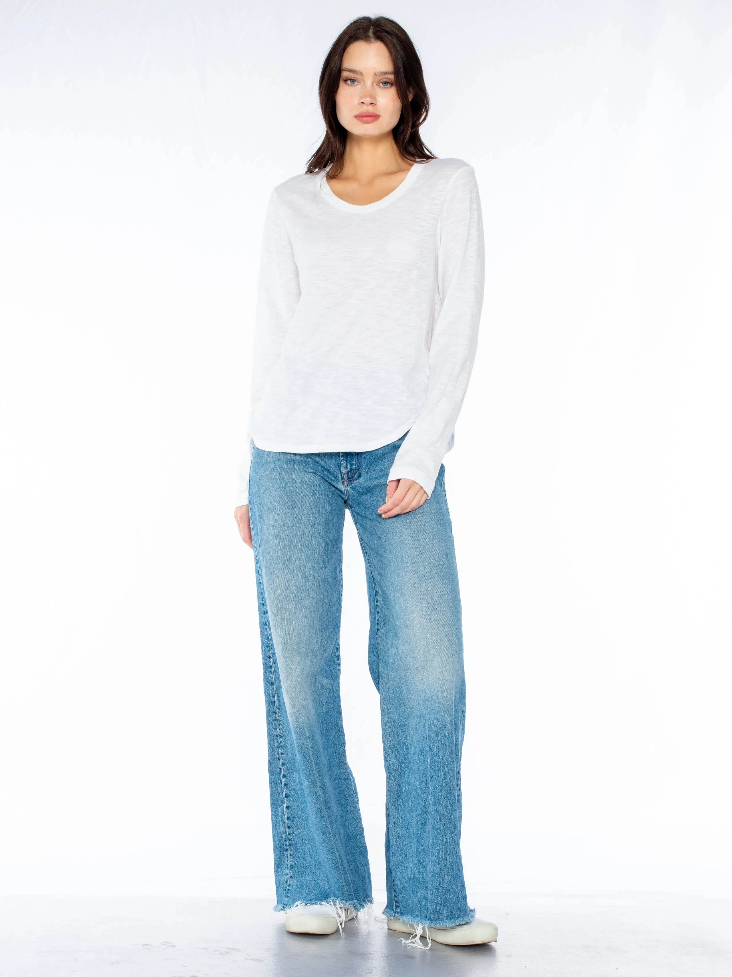 Shrunken Crew L/S Shirttail Slub Tee