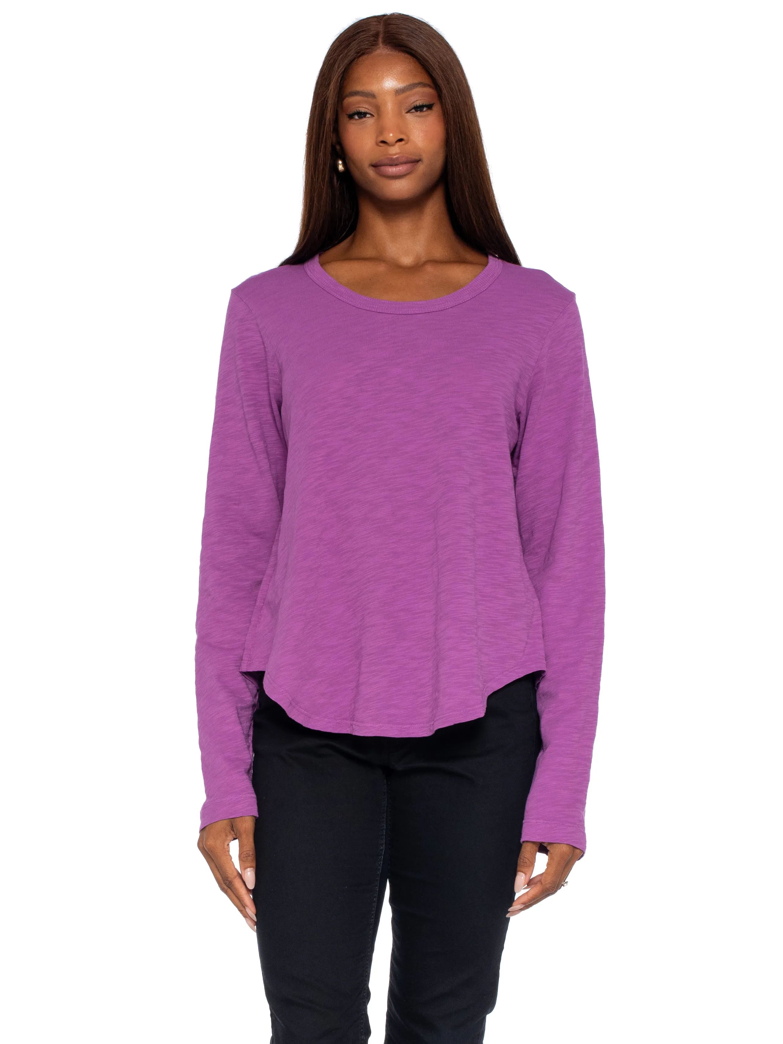 Shrunken Crew L/S Shirttail Slub Tee