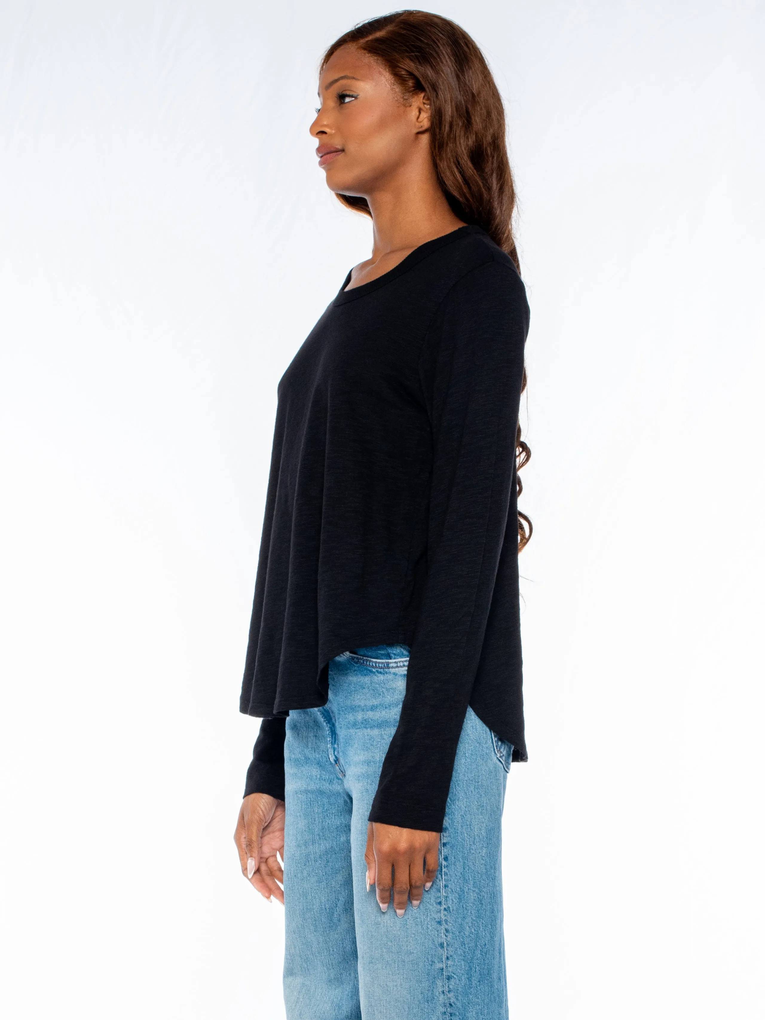 Shrunken Crew L/S Shirttail Slub Tee