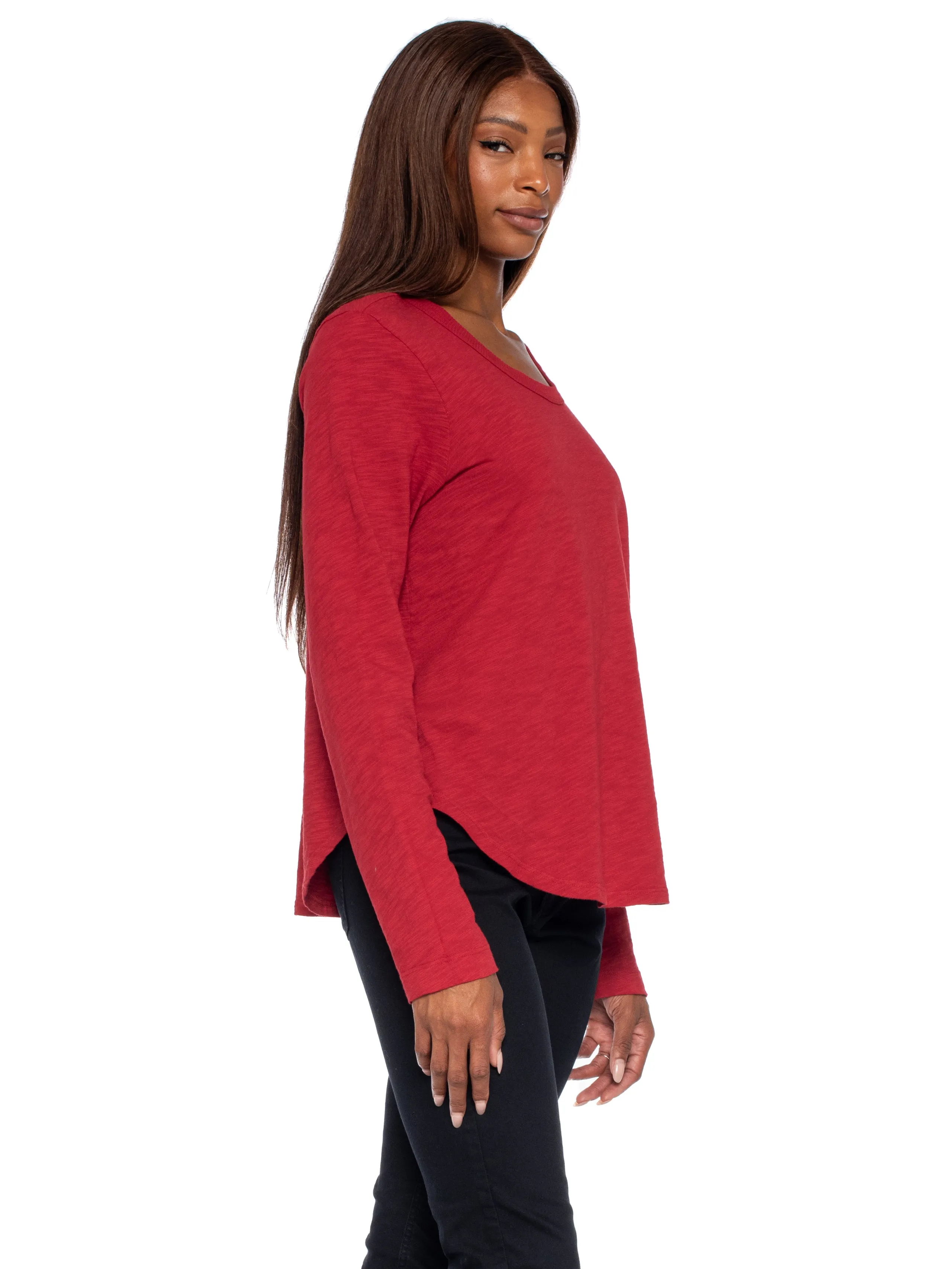 Shrunken Crew L/S Shirttail Slub Tee