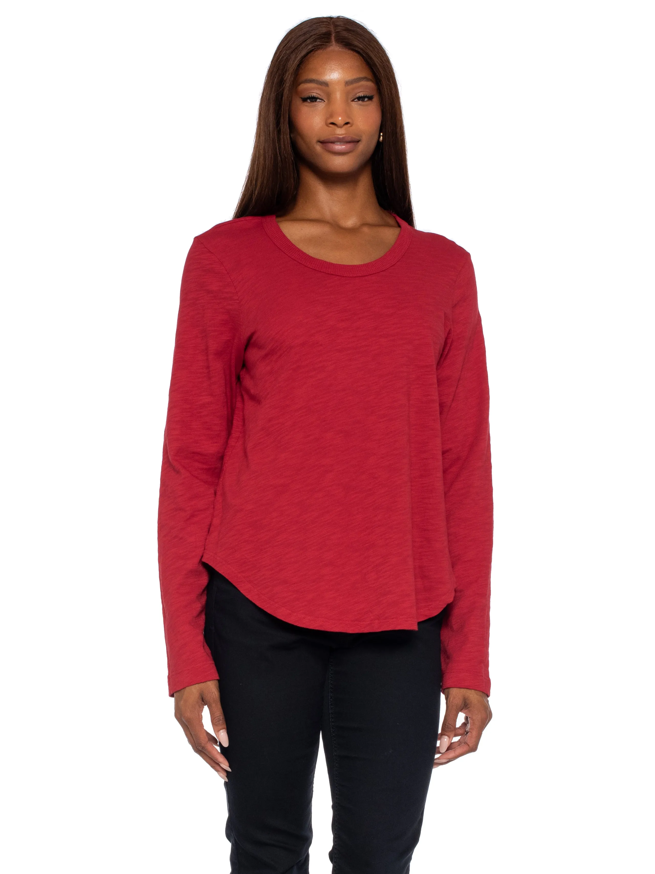 Shrunken Crew L/S Shirttail Slub Tee